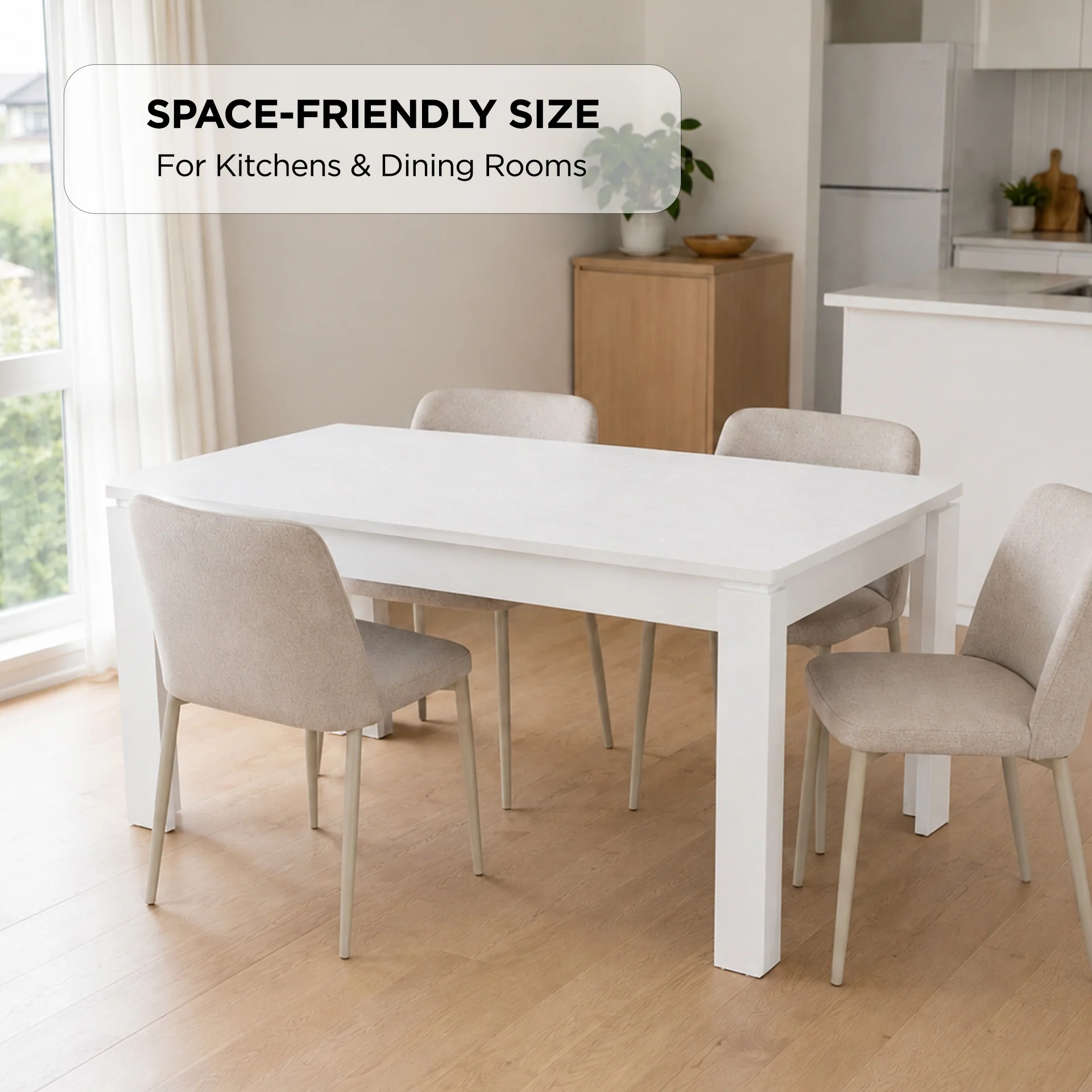 Azar Dining Table Rectangle 160 x 80cm - White - Image 3