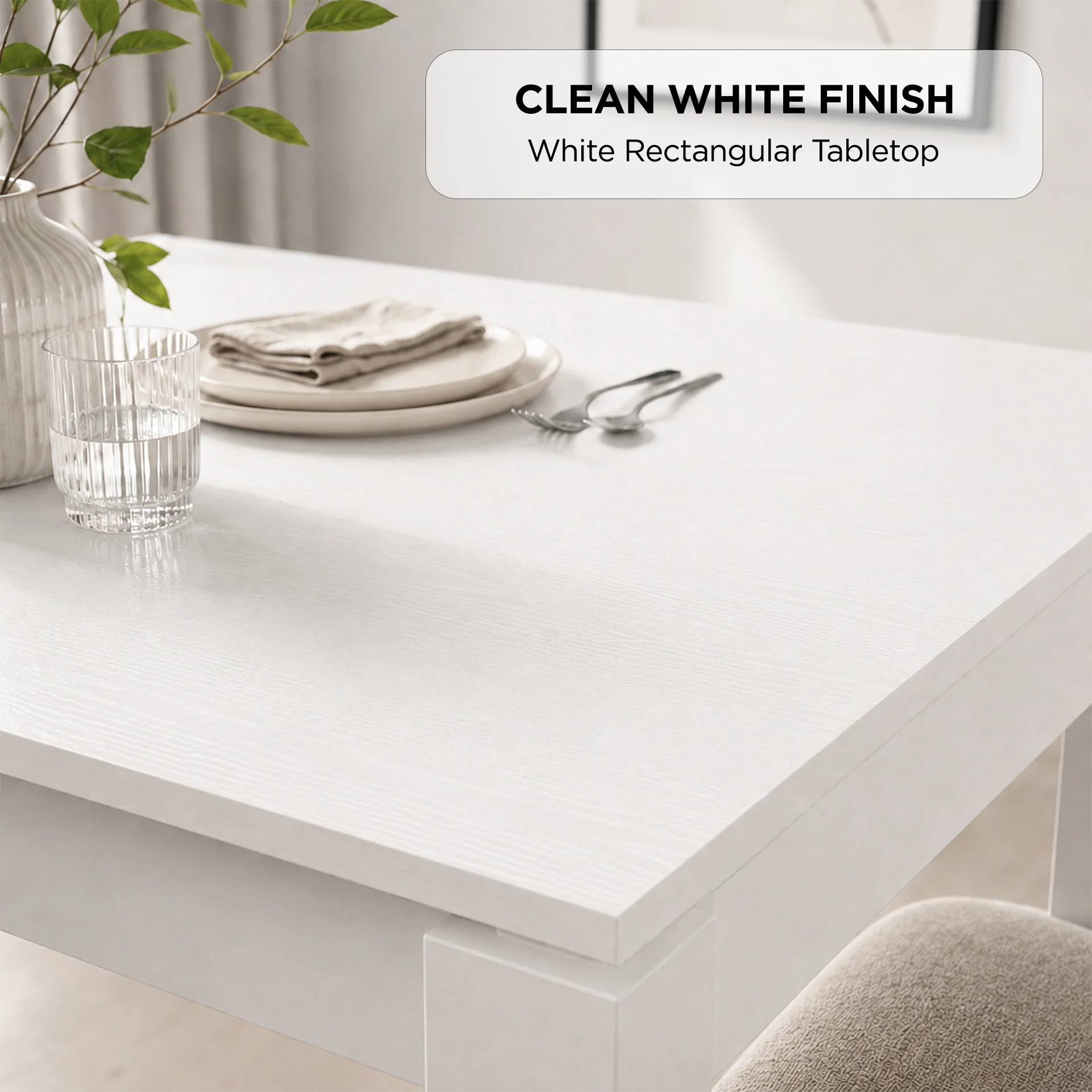 Azar Dining Table Rectangle 160 x 80cm - White - Image 4