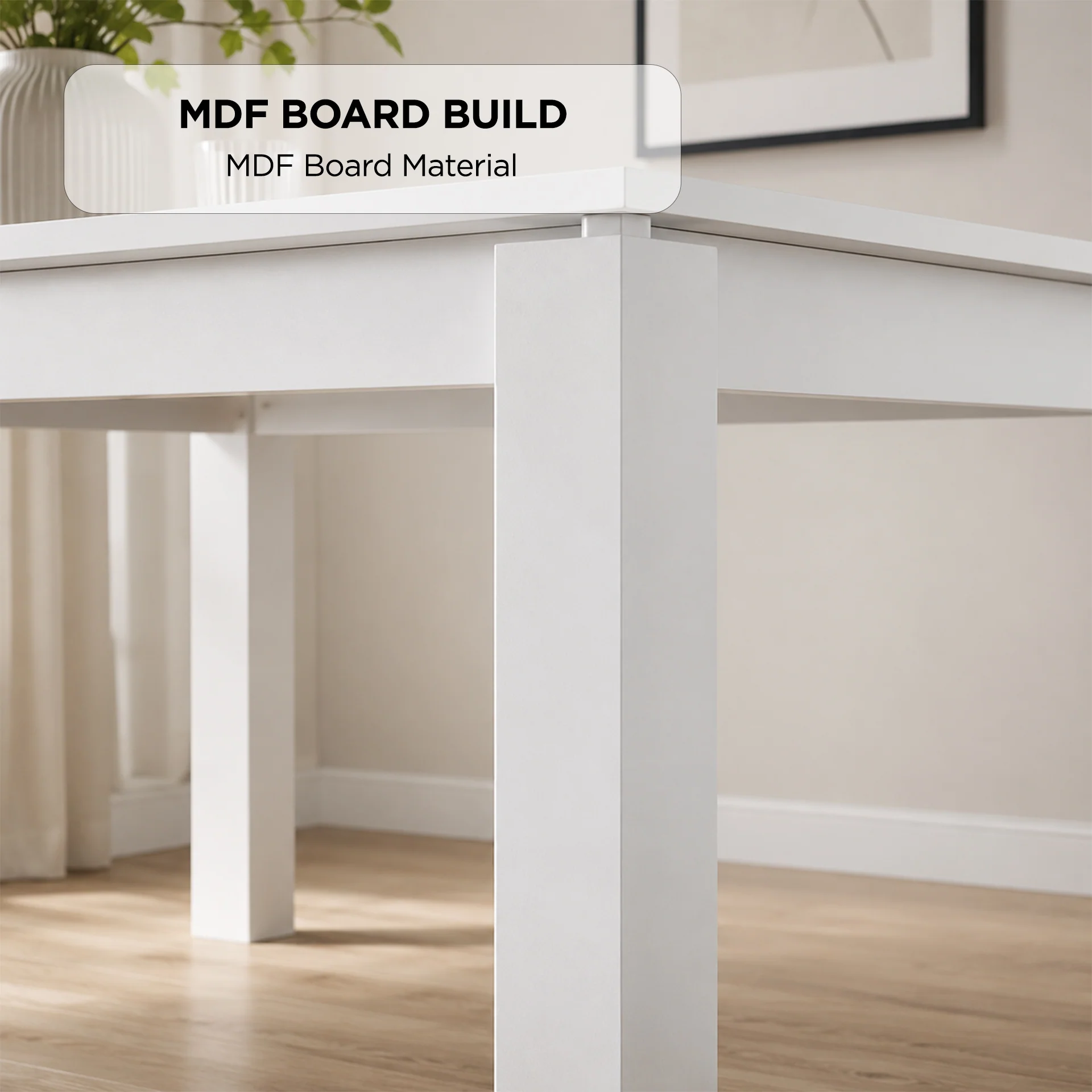 Azar Dining Table Rectangle 160 x 80cm - White - Image 5