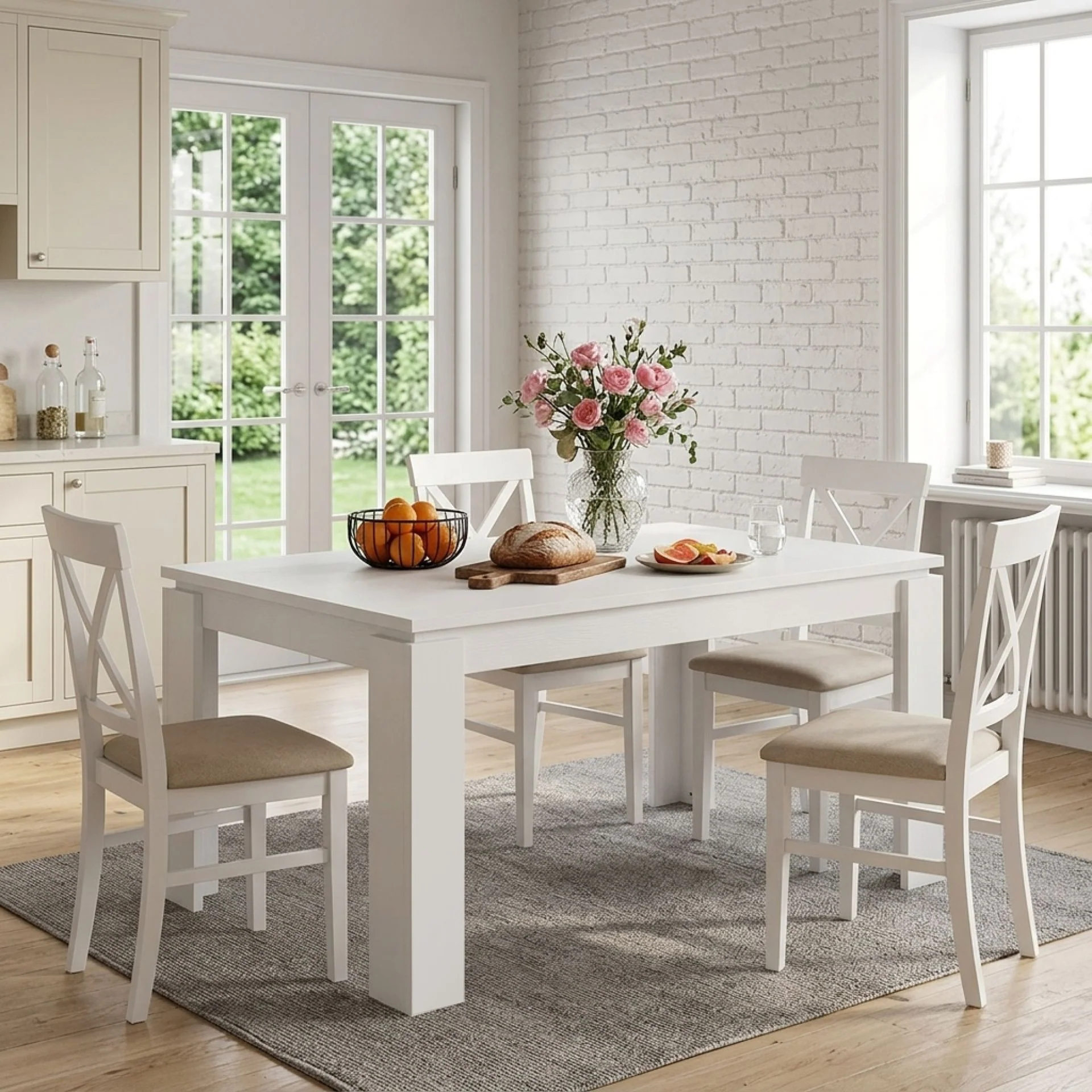 Azar Dining Table Rectangle 160 x 80cm - White - Image 7