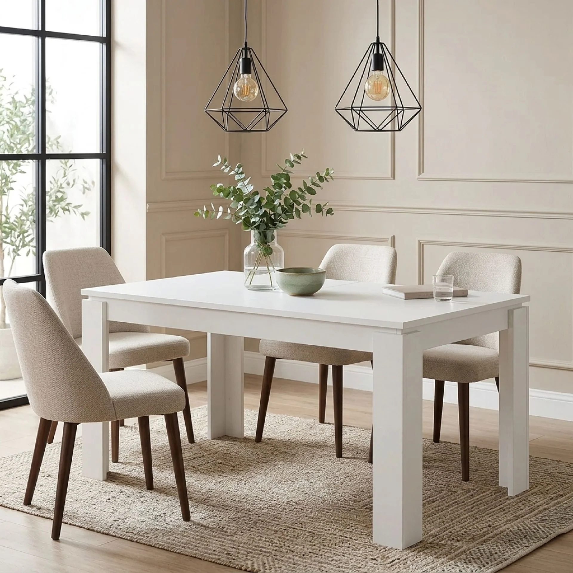 Azar Dining Table Rectangle 160 x 80cm - White - Image 8