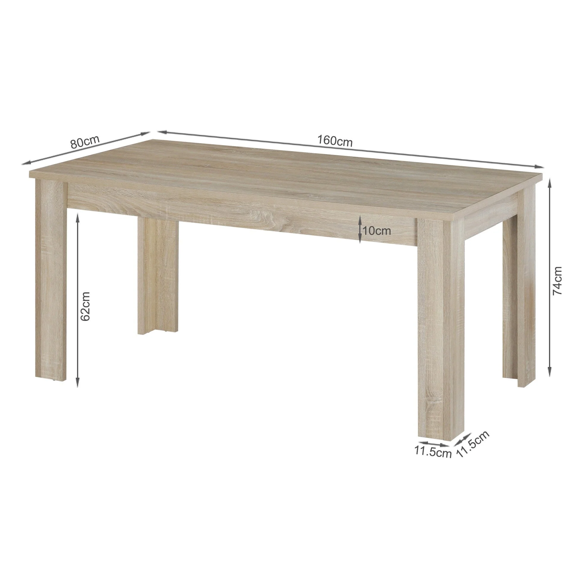 Azar Dining Table Rectangle 160 x 80cm - Oak - Image 11