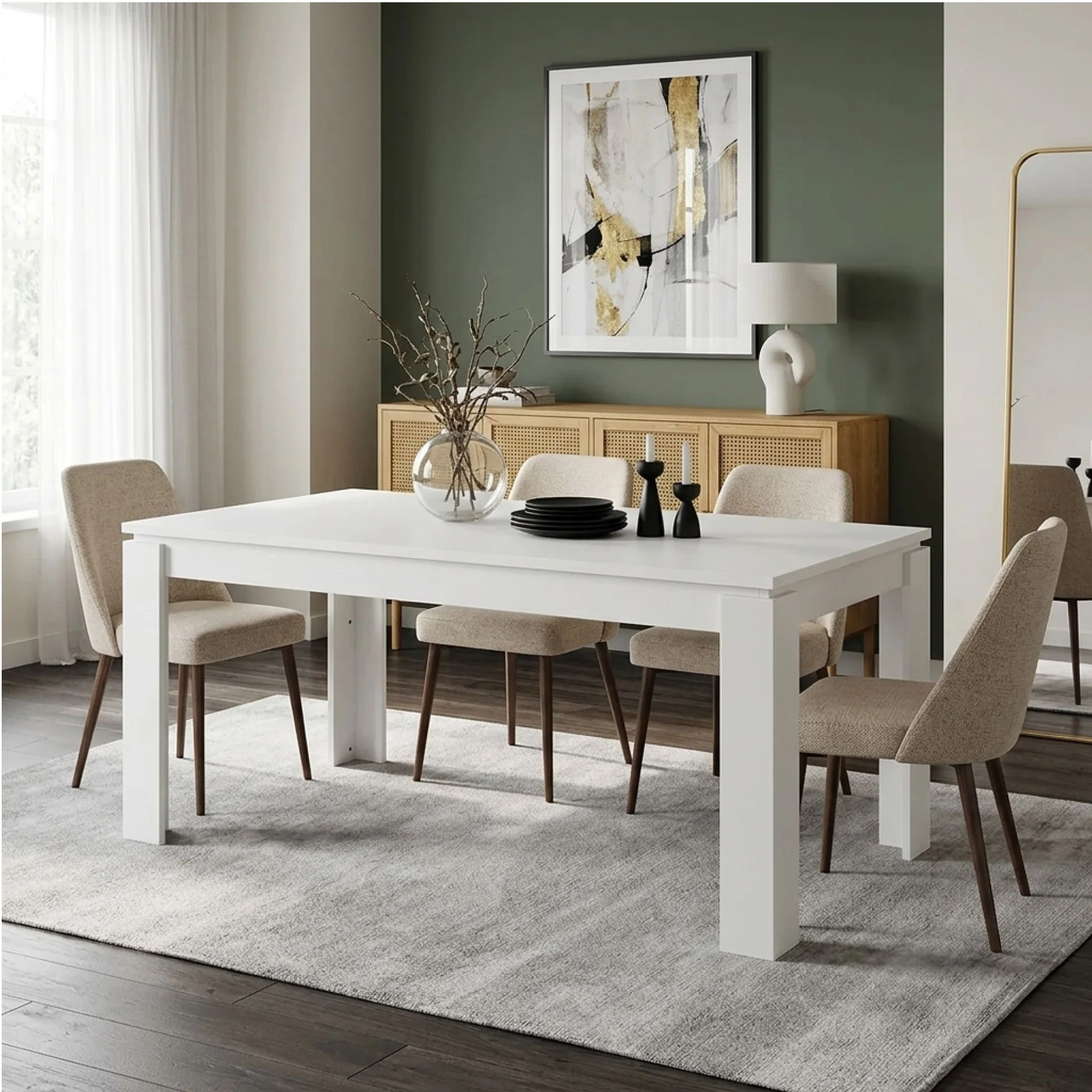 Azar Dining Table Rectangle 180 x 90cm - White