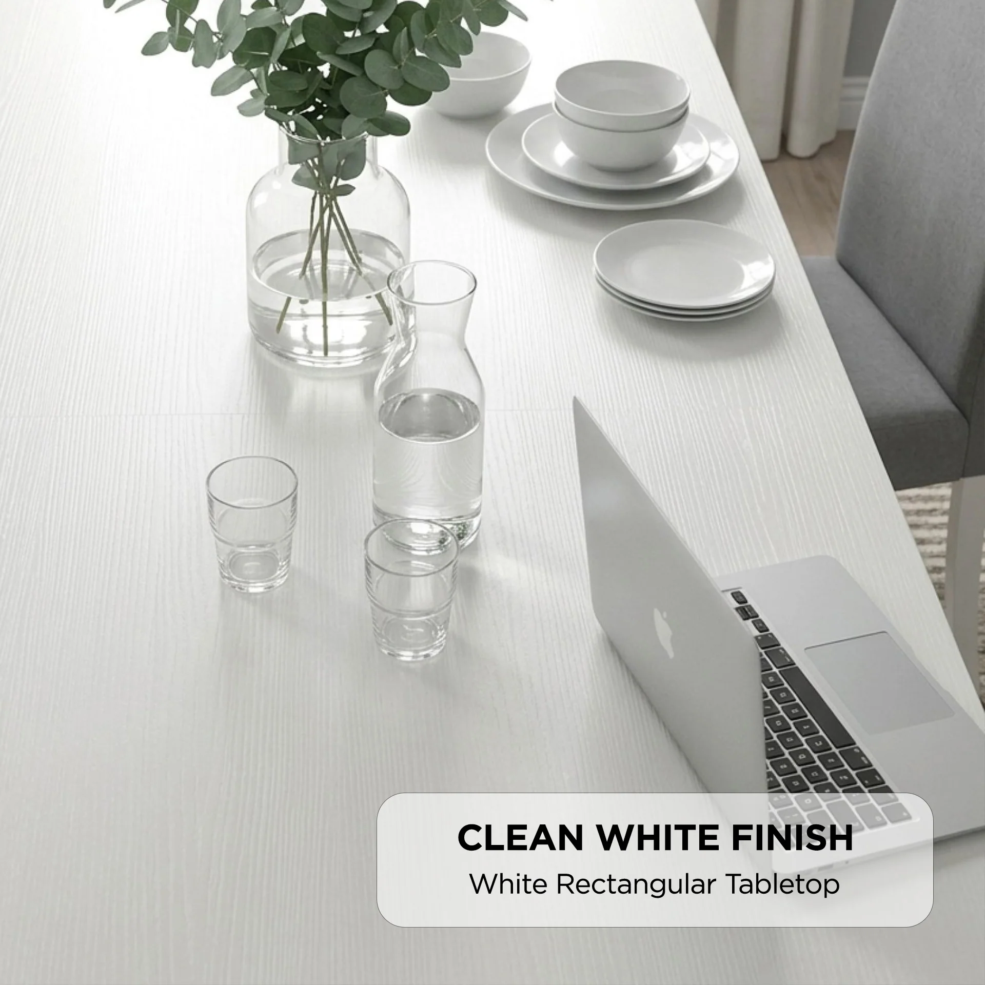 Azar Dining Table Rectangle 180 x 90cm - White - Image 4