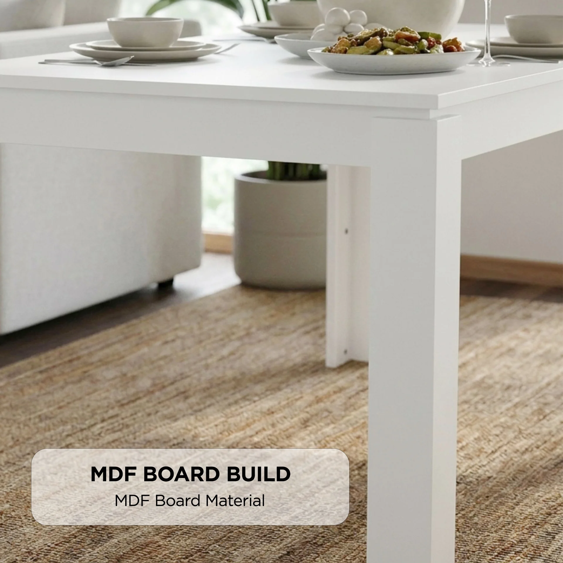 Azar Dining Table Rectangle 180 x 90cm - White - Image 5