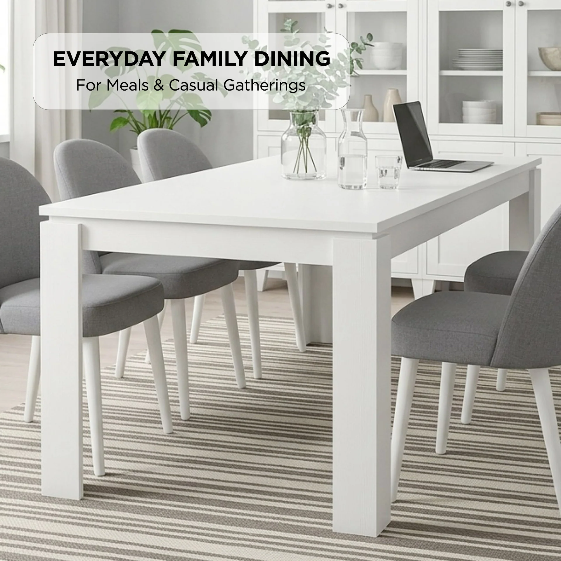 Azar Dining Table Rectangle 180 x 90cm - White - Image 6