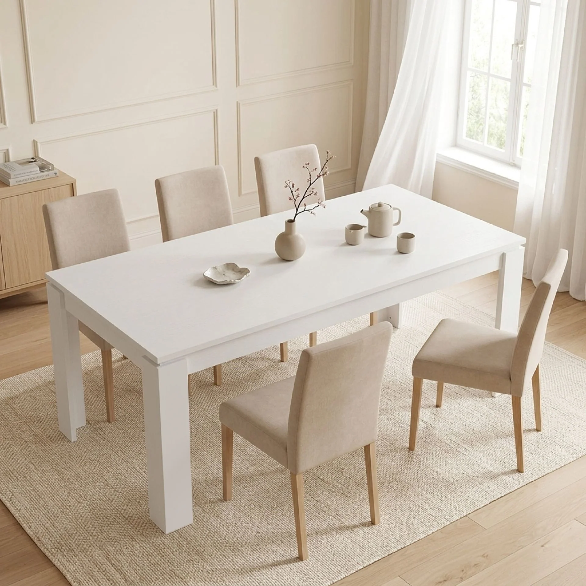 Azar Dining Table Rectangle 180 x 90cm - White - Image 8