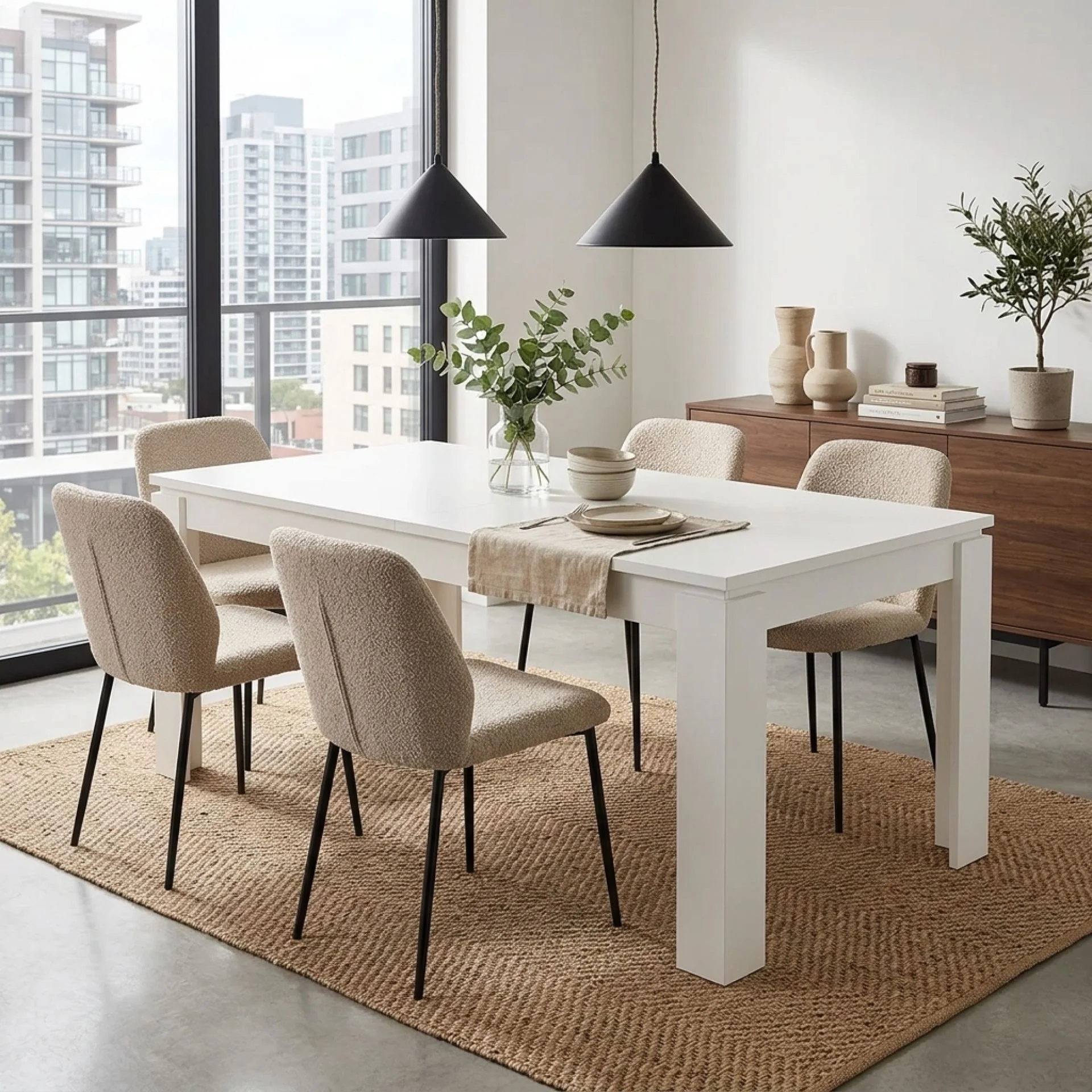 Azar Dining Table Rectangle 180 x 90cm - White - Image 9