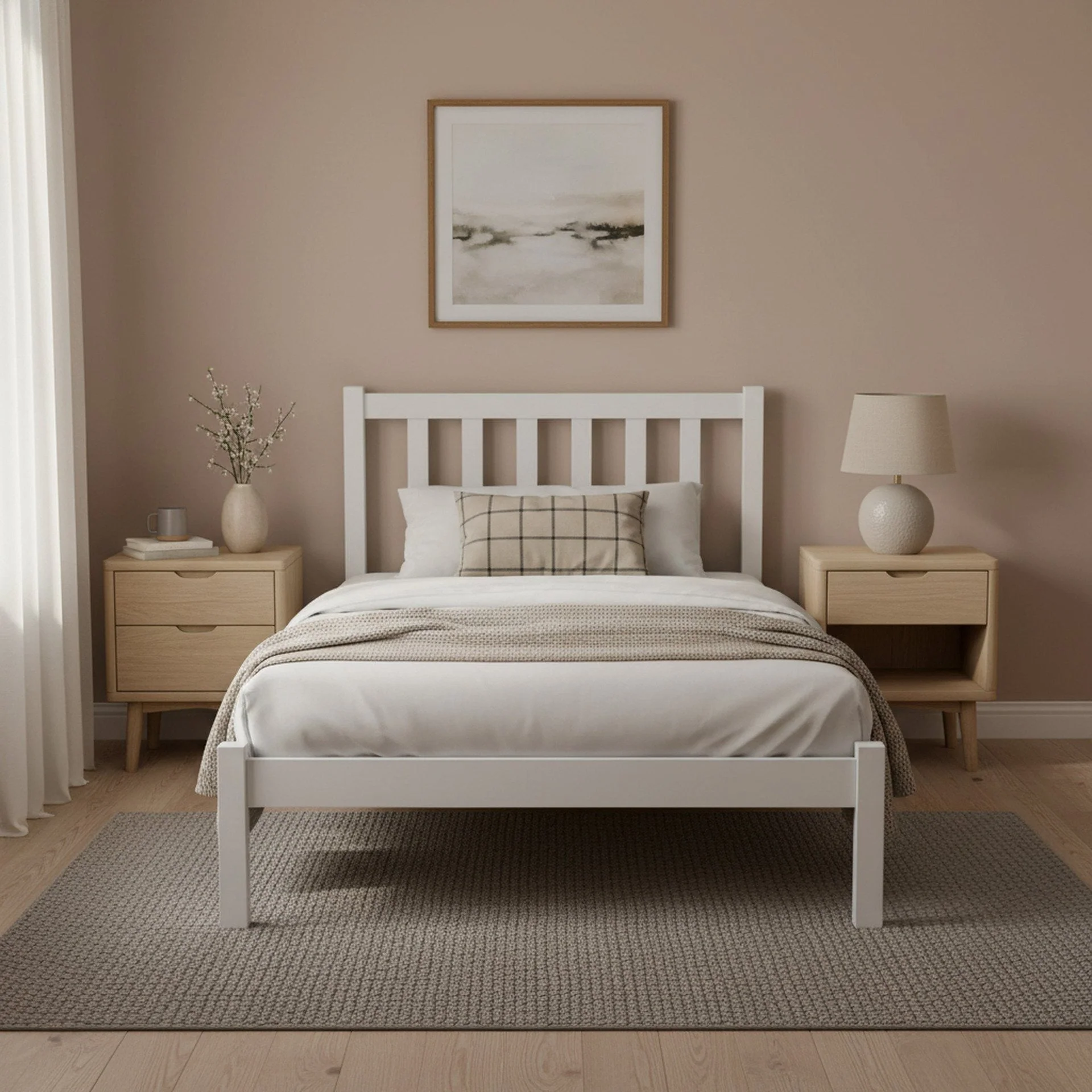 Baker Single Wooden Bed Frame - White - Image 2