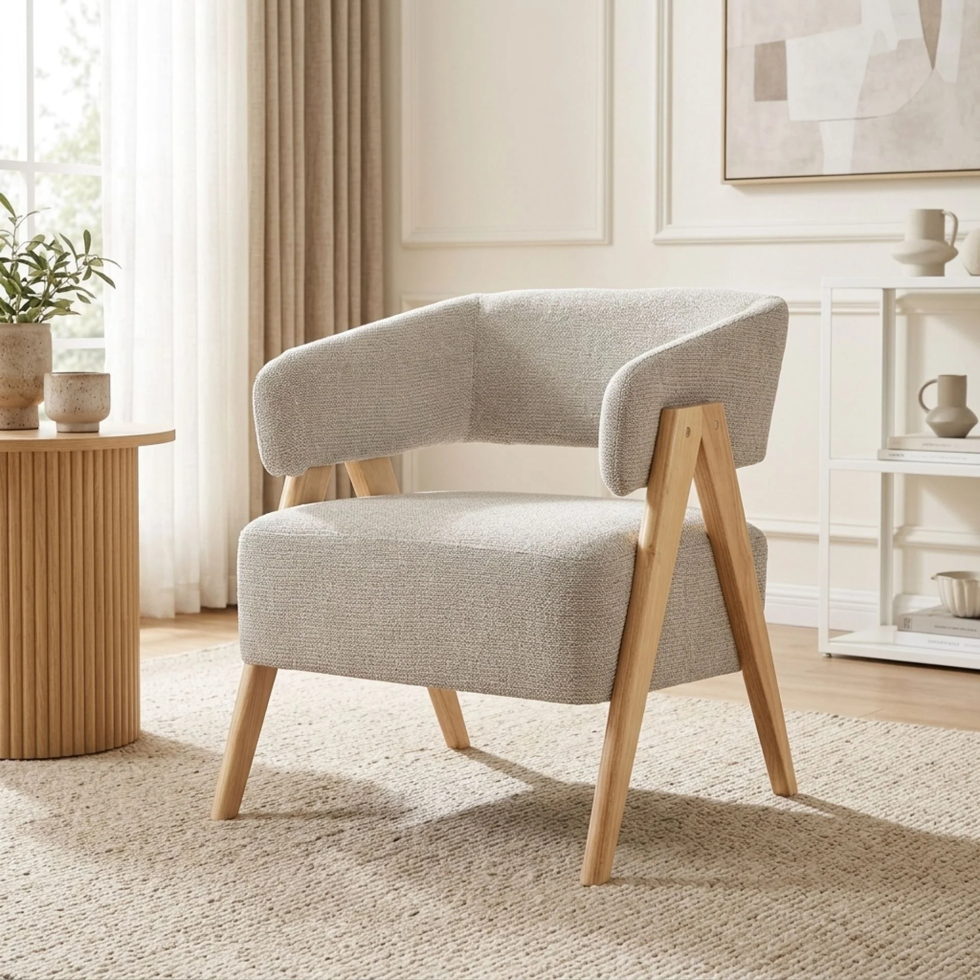 Bark Chenille Armchair - Khaki - Image 3