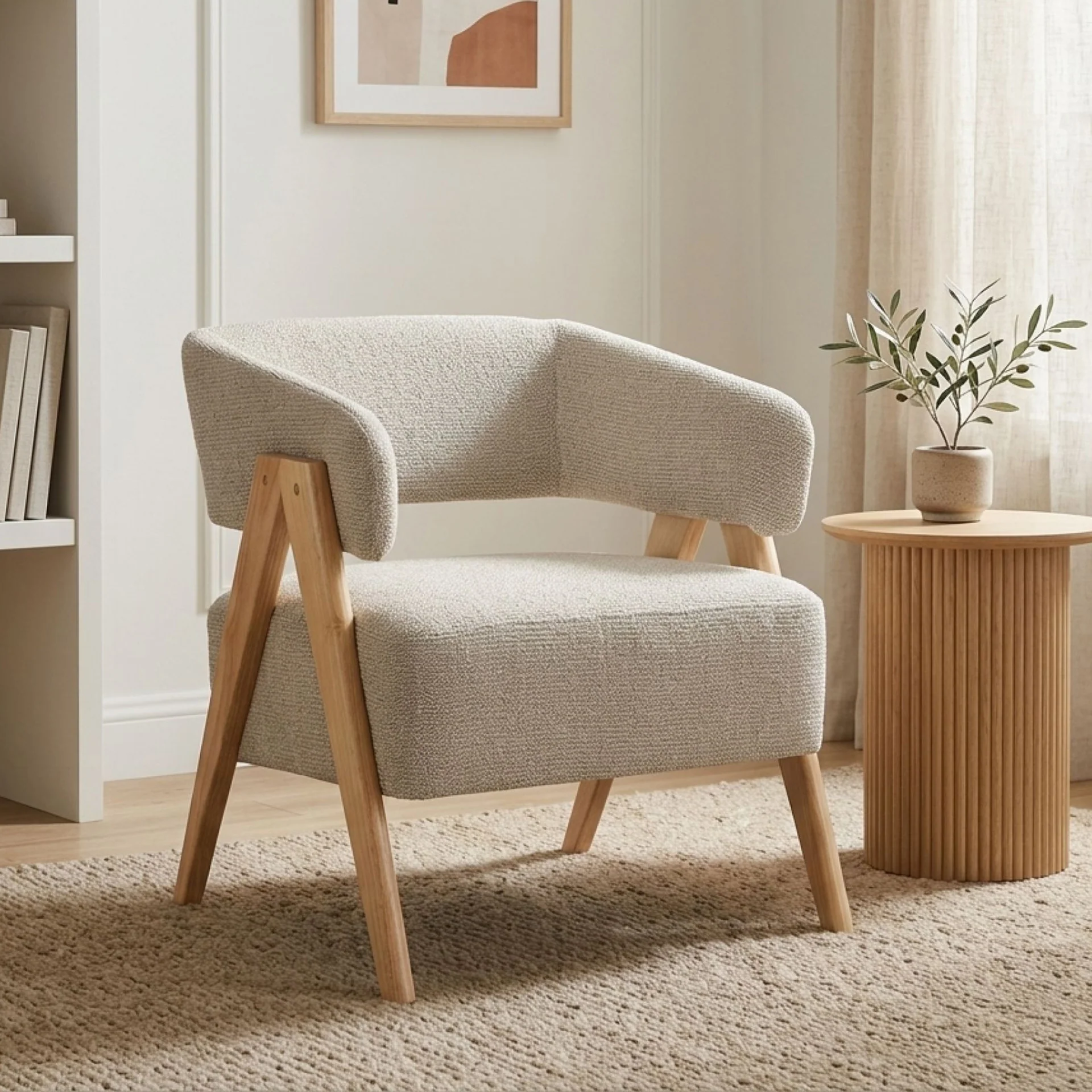 Bark Chenille Armchair - Khaki - Image 4