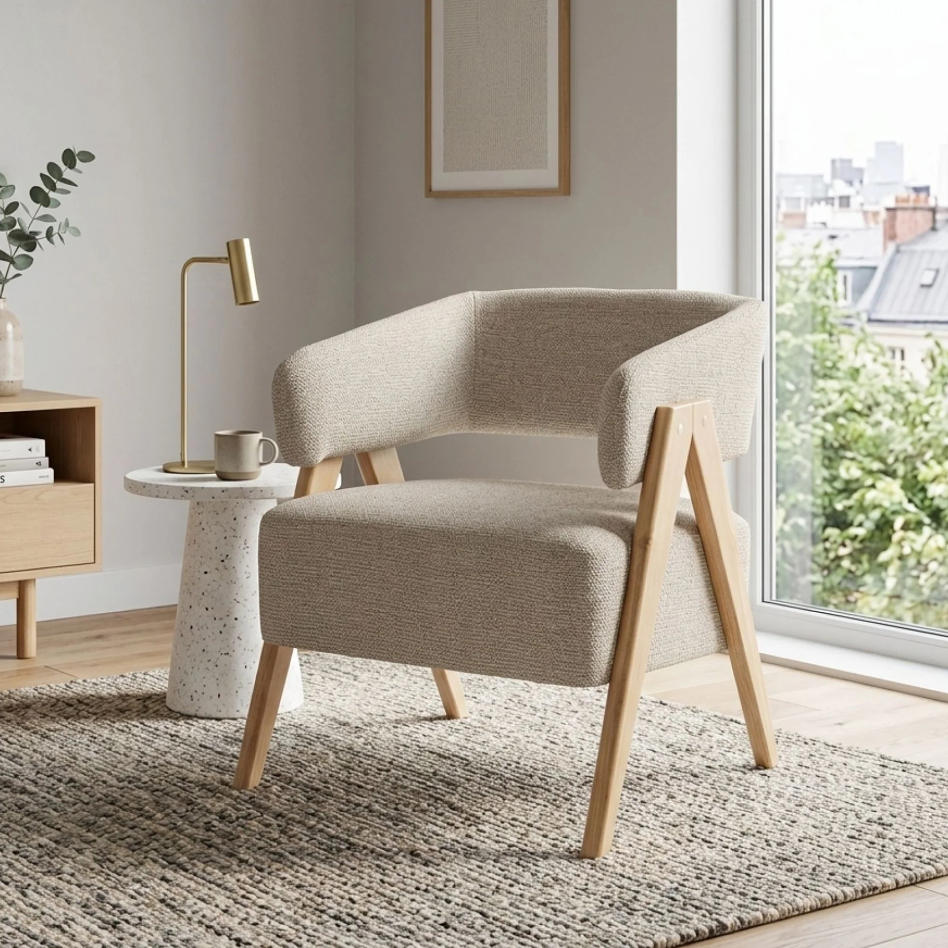Bark Chenille Armchair - Khaki - Image 5