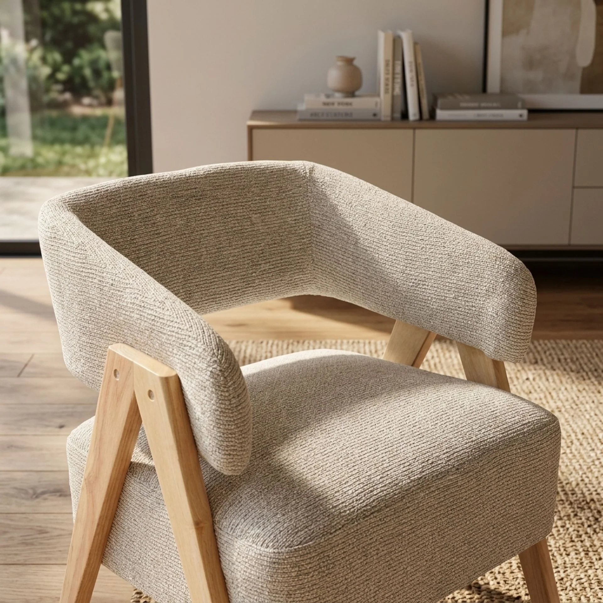 Bark Chenille Armchair - Khaki - Image 7