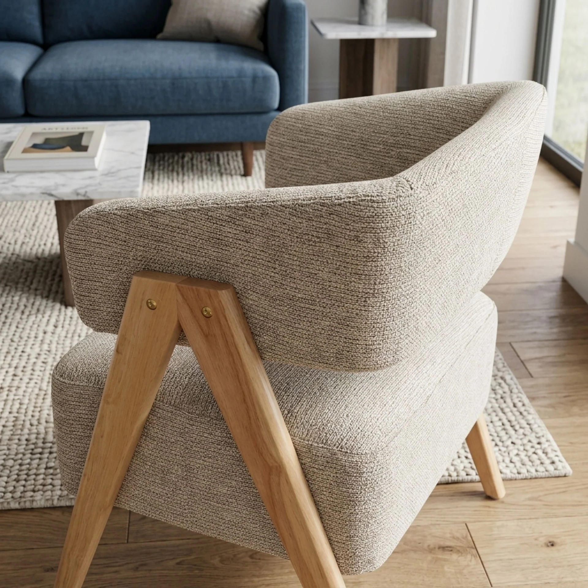 Bark Chenille Armchair - Khaki - Image 8