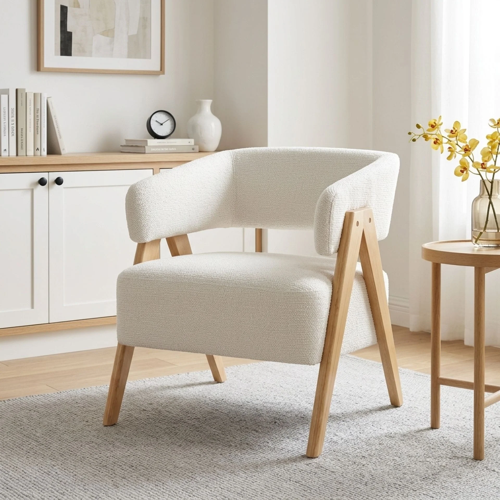 Bark Chenille Armchair - White