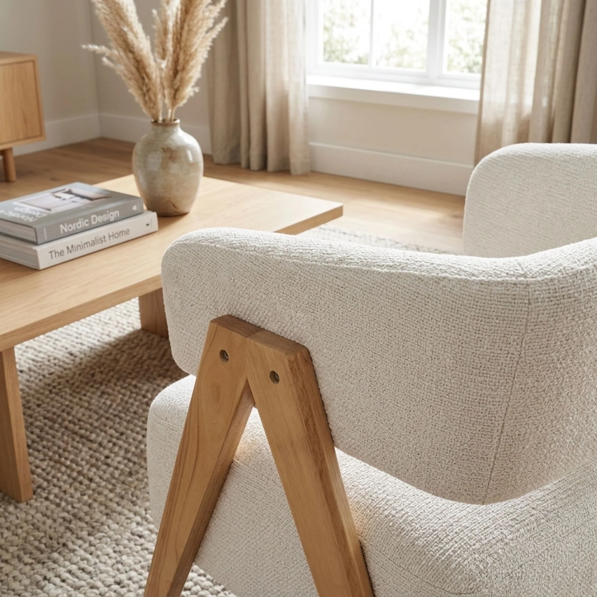 Bark Chenille Armchair - White - Image 6