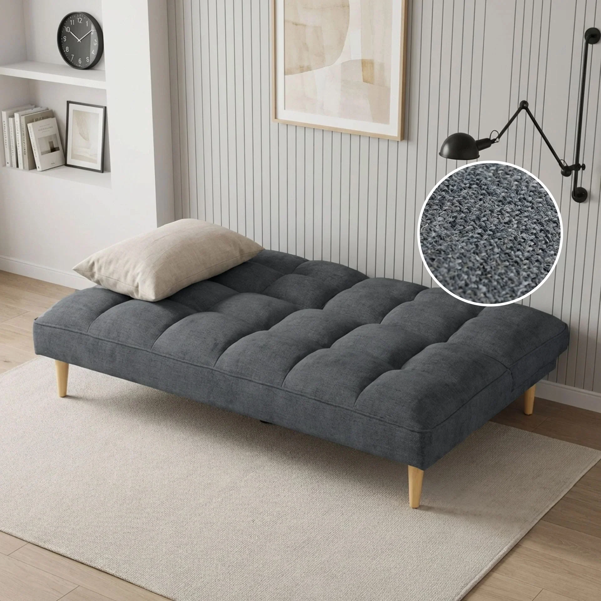 Barton 3 Seater Sofa Bed - Dark Grey - Image 3