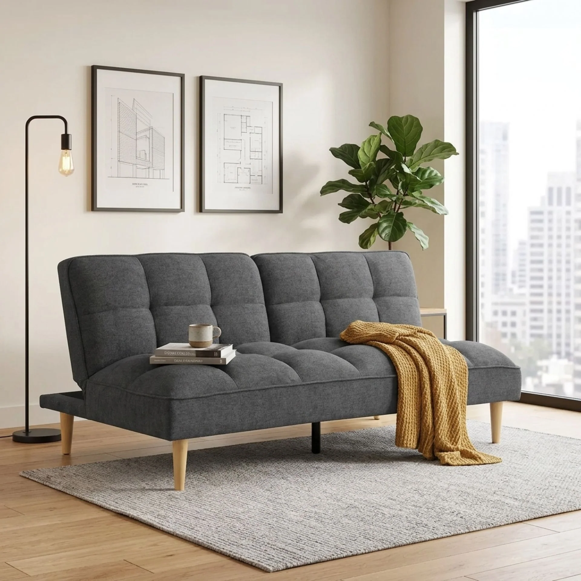 Barton 3 Seater Sofa Bed - Dark Grey - Image 5