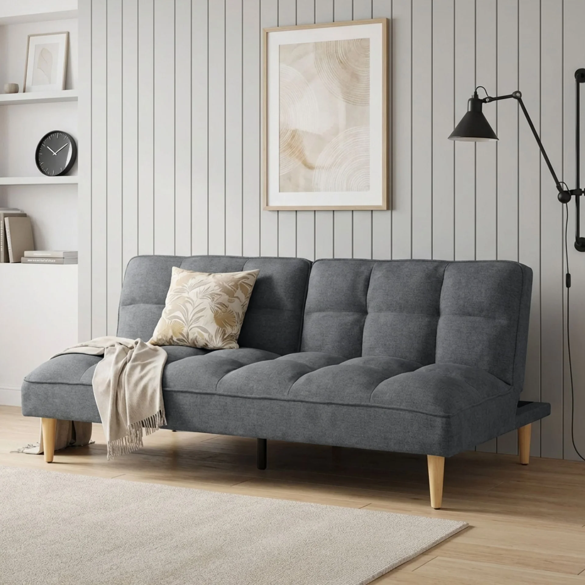 Barton 3 Seater Sofa Bed - Dark Grey - Image 6