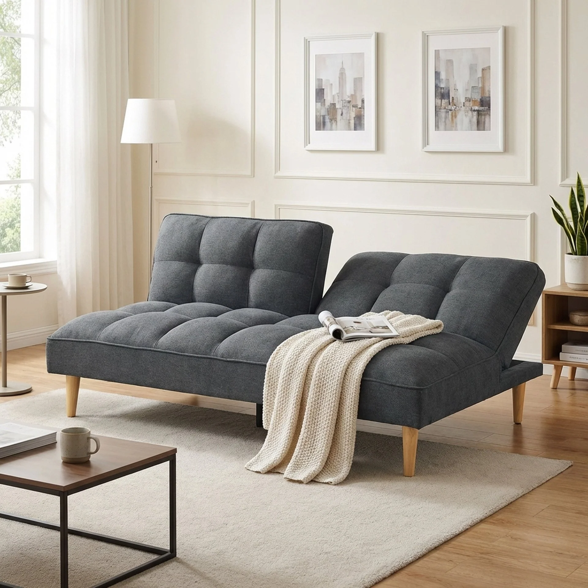 Barton 3 Seater Sofa Bed - Dark Grey - Image 7