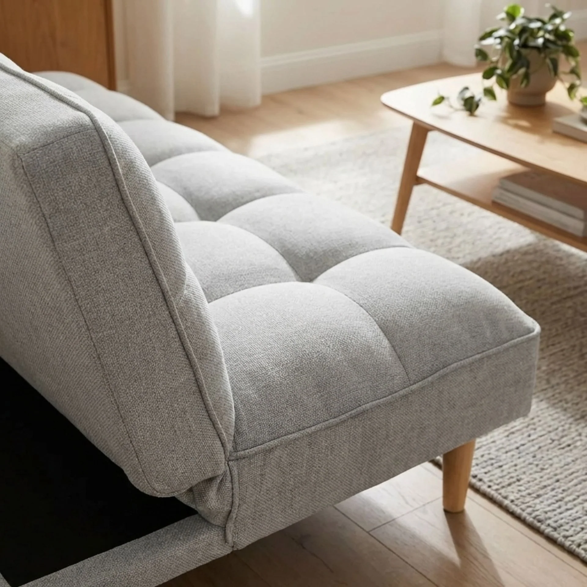 Barton 3 Seater Sofa Bed - Light Grey - Image 7
