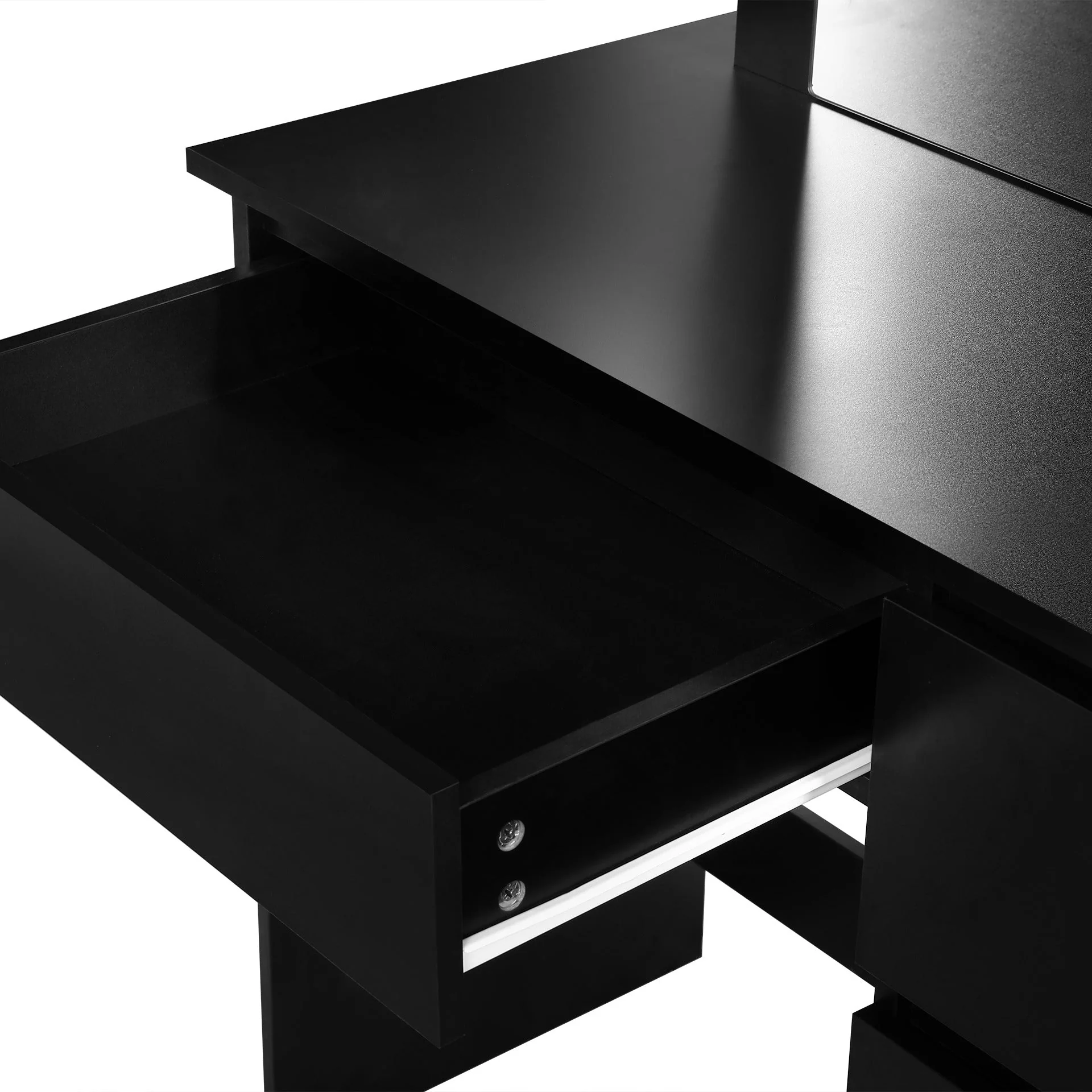 Begonia 2 Piece Dressing Table with Mirror & Stool Set - Black - Image 11