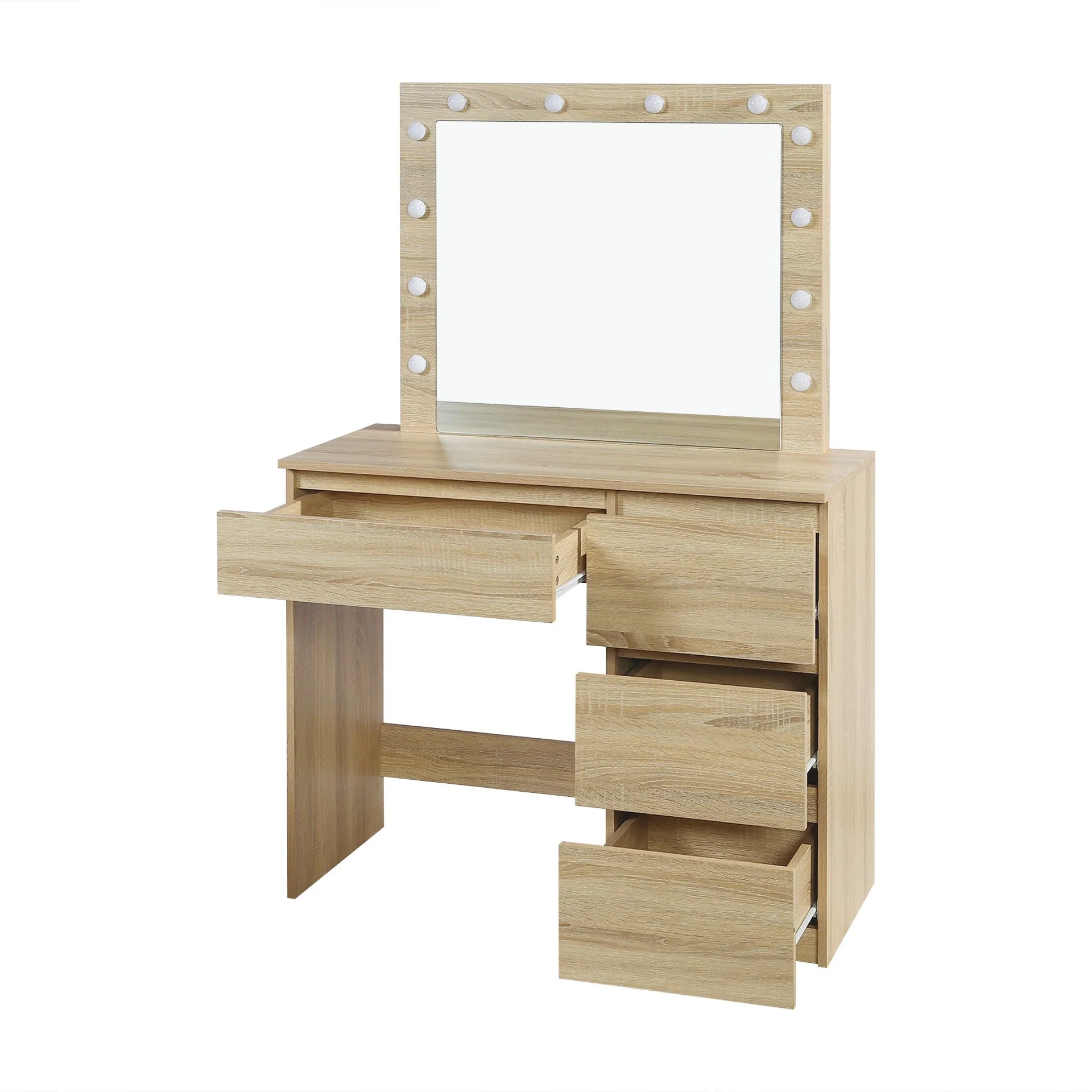 Begonia 2 Piece Dressing Table with Mirror & Stool Set - Oak - Image 10