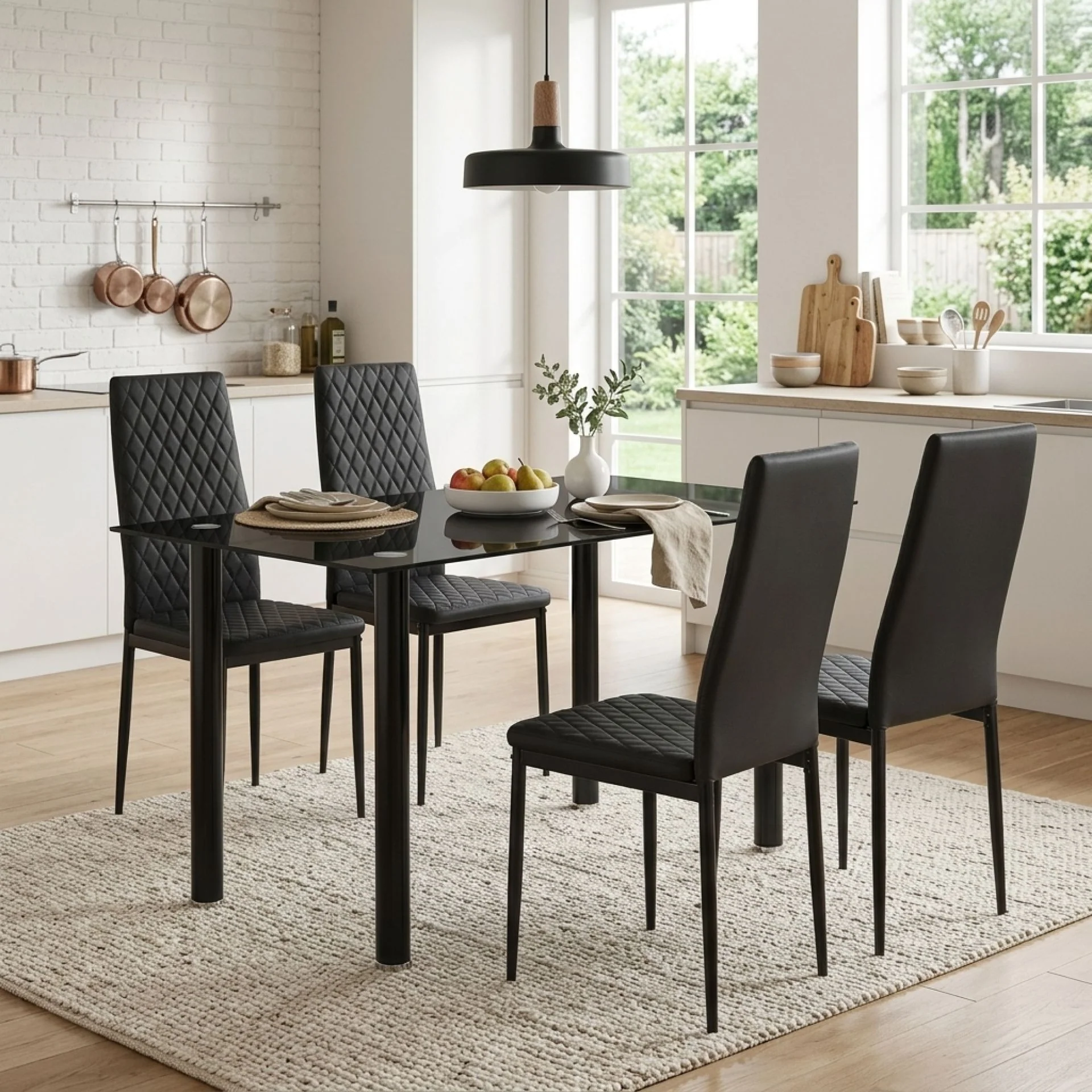 Benjamin 5 Piece 1.4m Dining Set - Black - Image 2