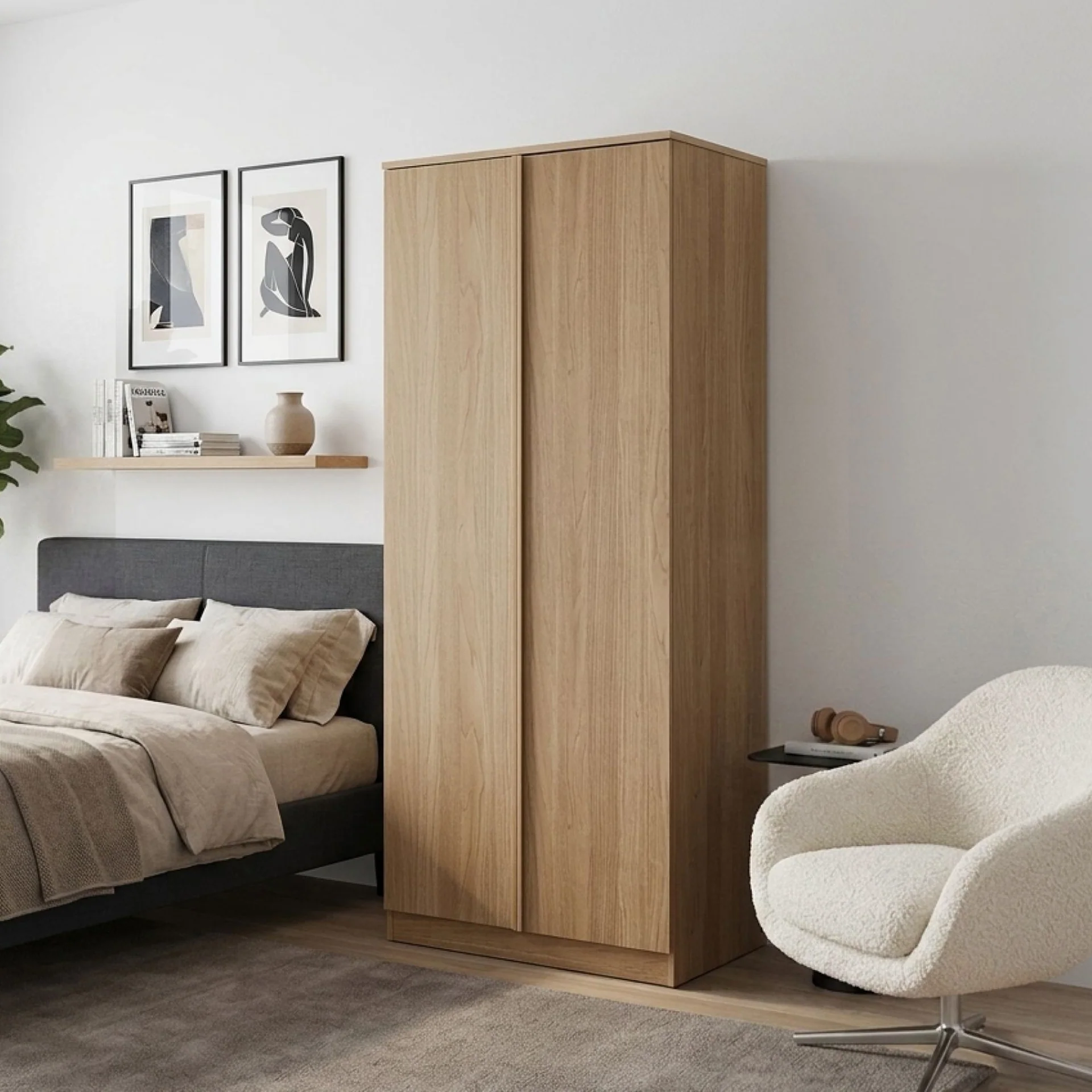 Benny 2 Door Wardrobe - Light Teak - Image 7