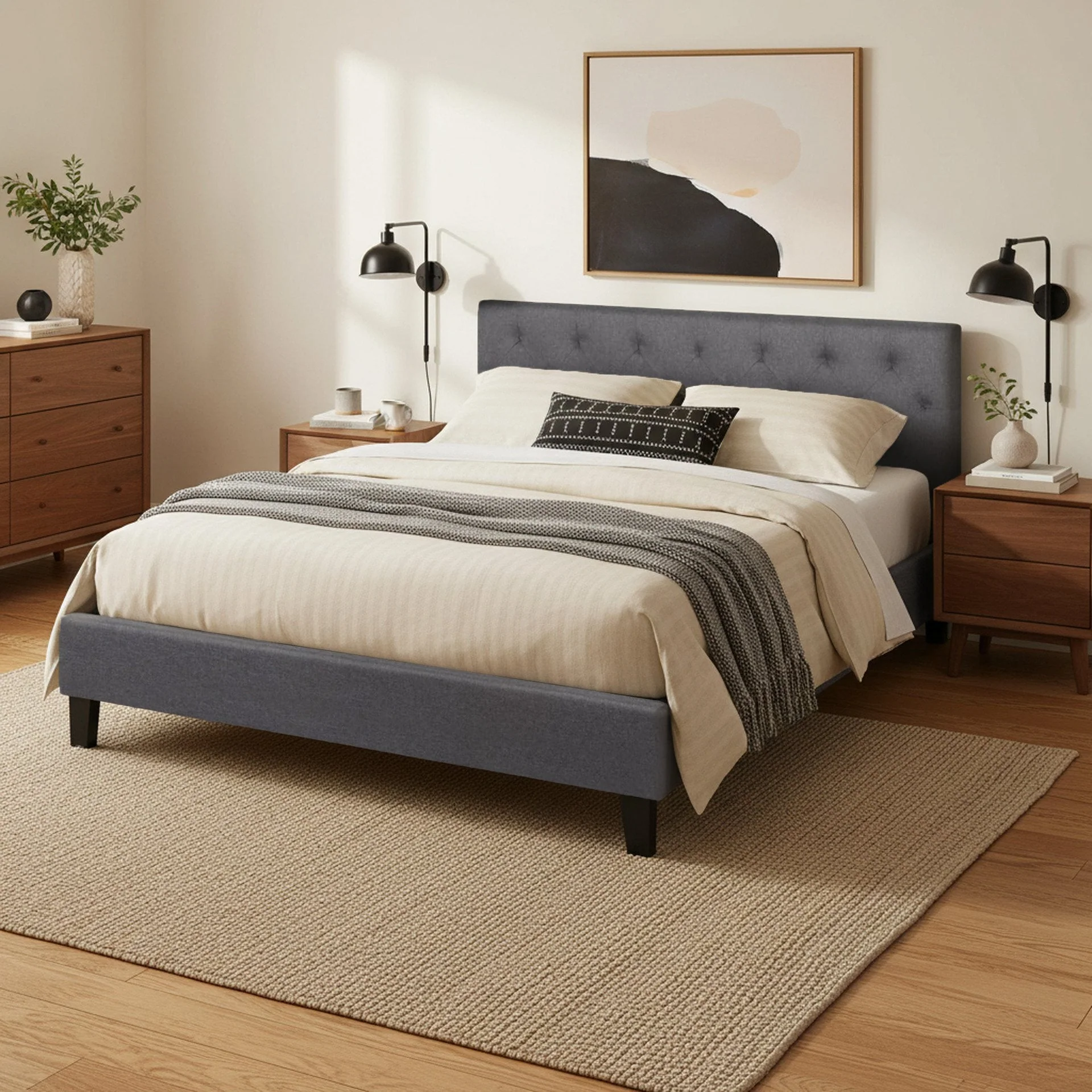 Blane Queen Bed Frame - Dark Grey