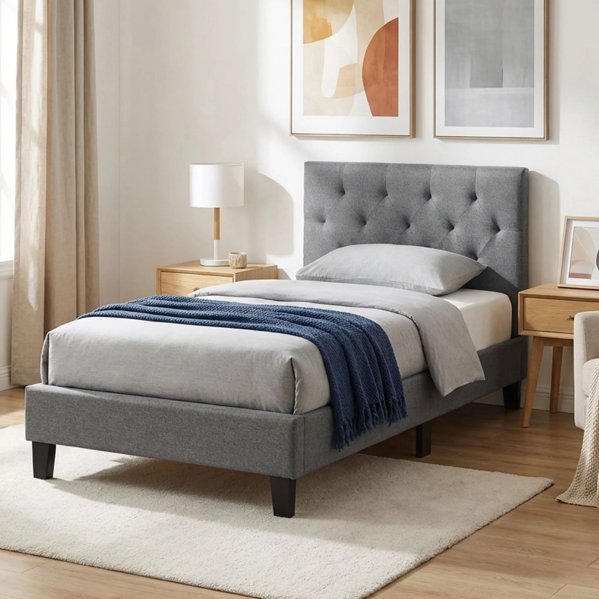 Blane Single Bed Frame - Dark Grey