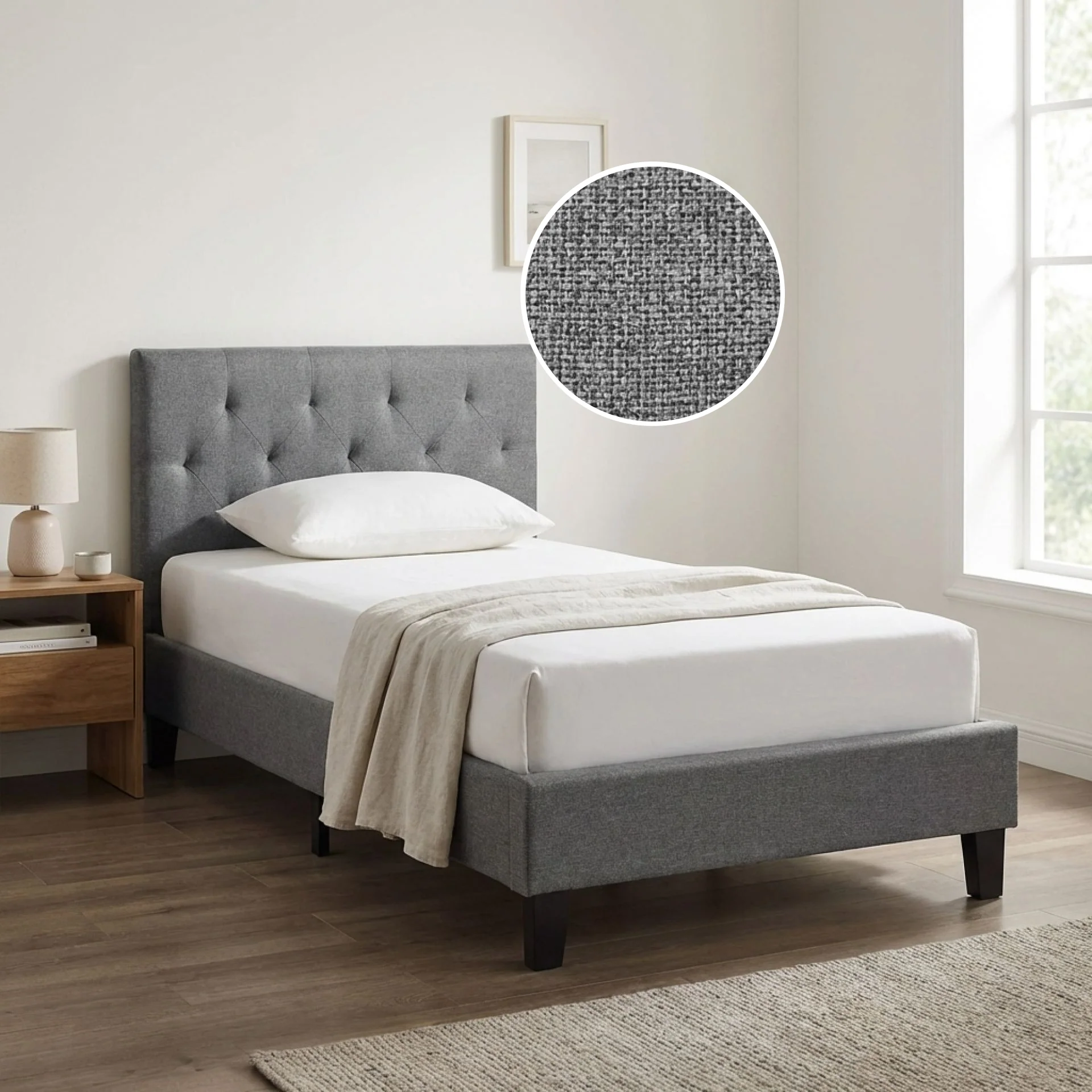 Blane Single Bed Frame - Dark Grey - Image 2