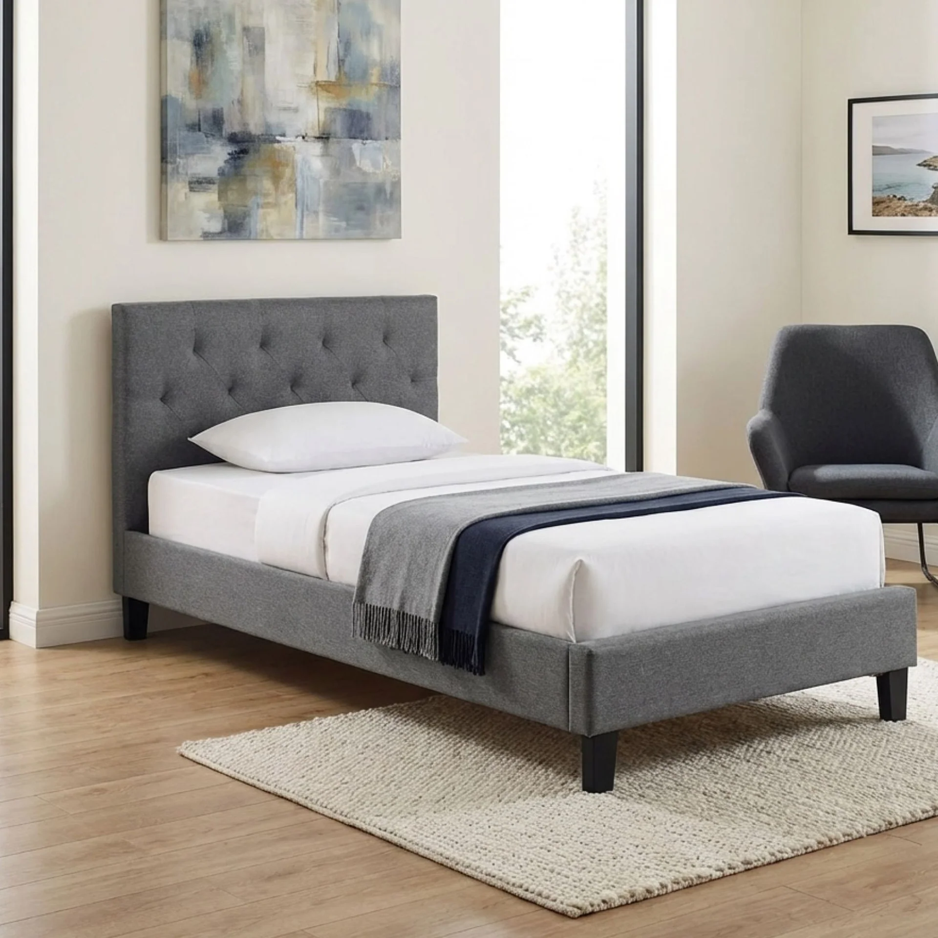 Blane Single Bed Frame - Dark Grey - Image 5