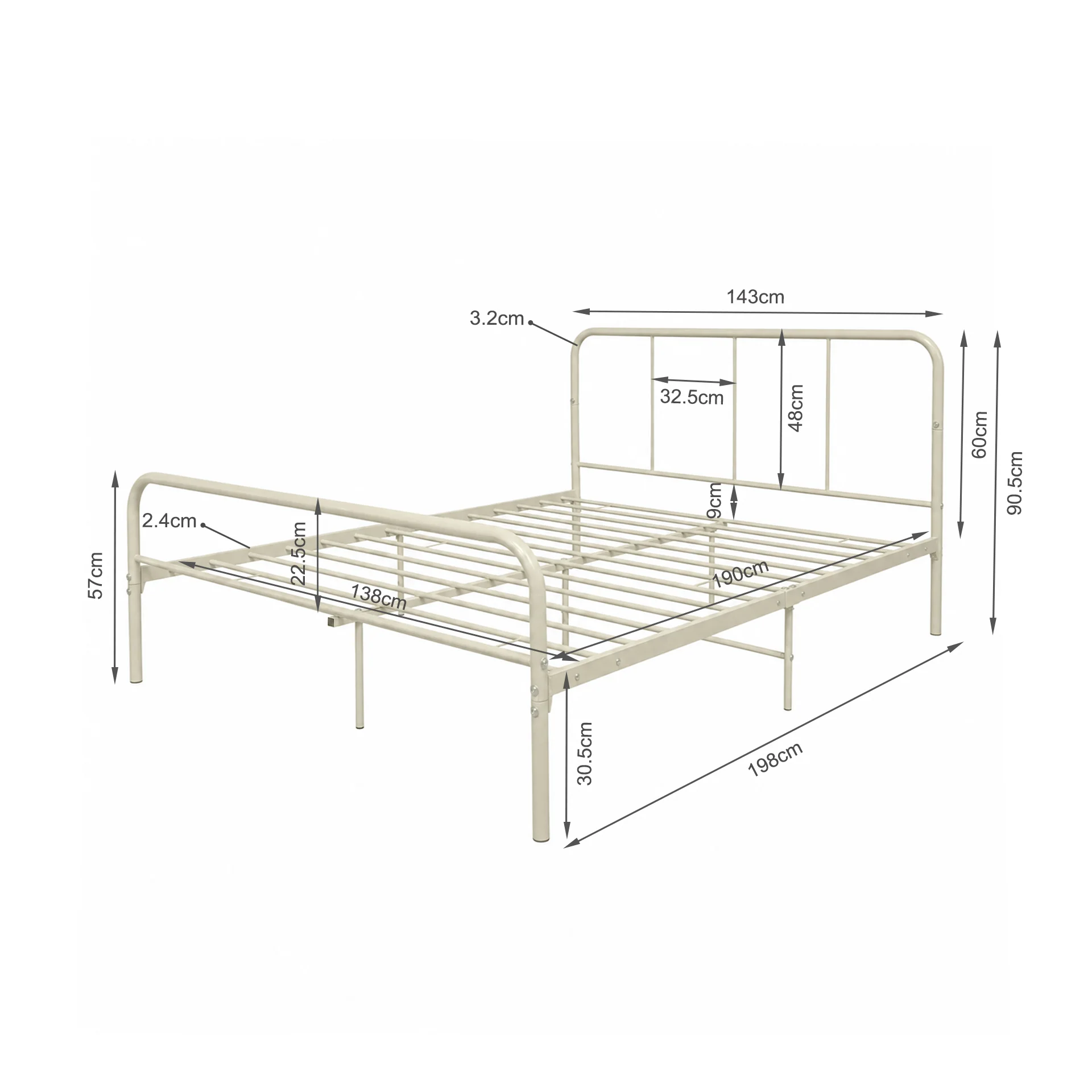 Bolt Double Metal Bed Frame - Light Khaki - Image 15