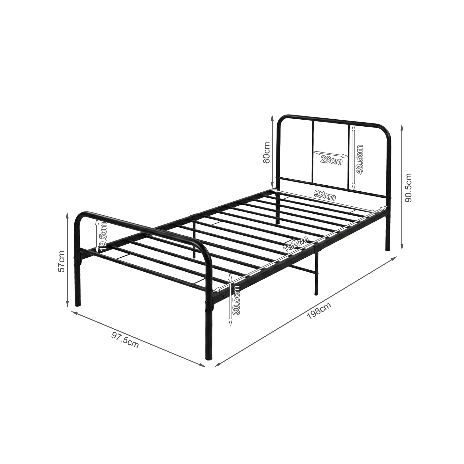 Bolt Single Metal Bed Frame - Black - Image 13