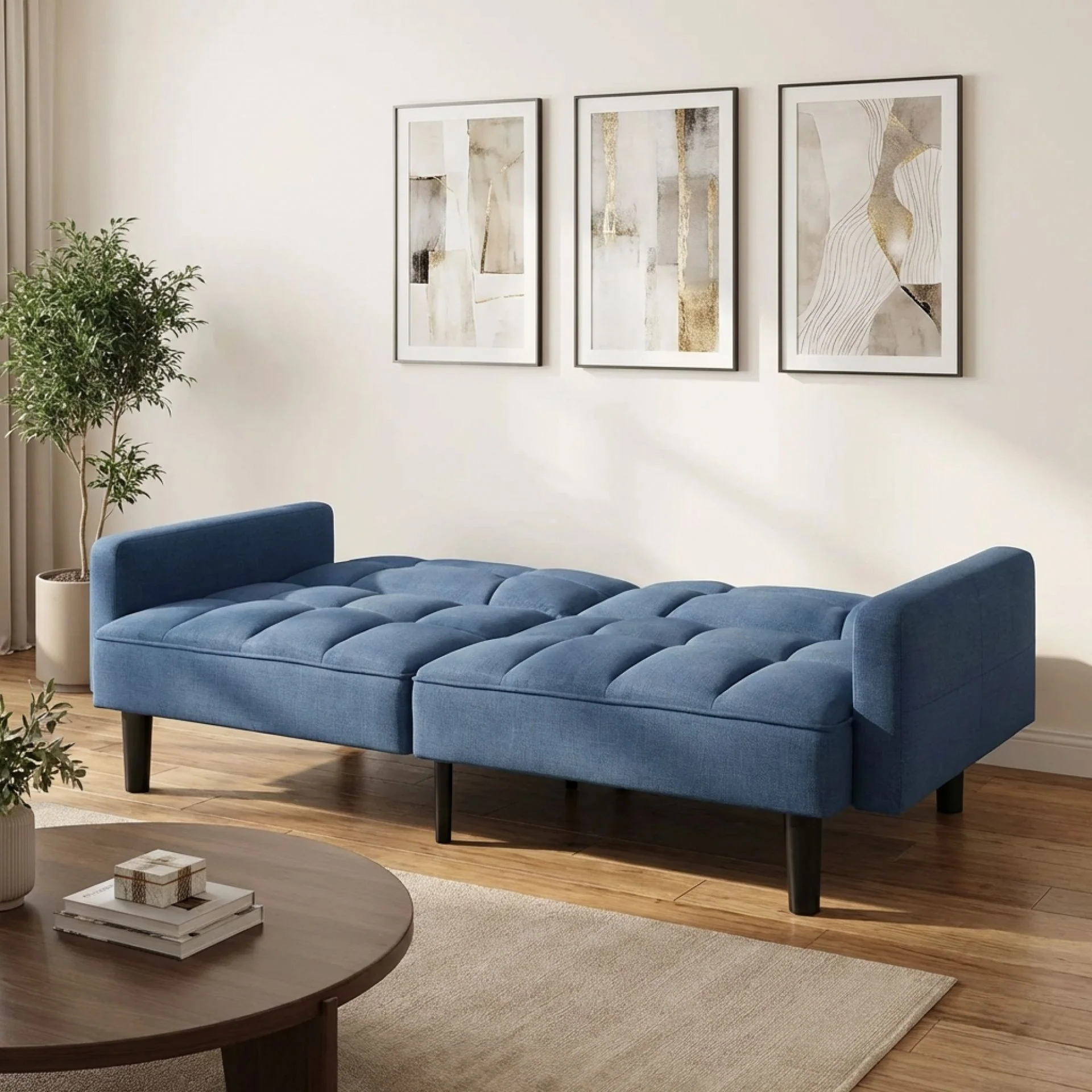 Boston 3 Seater Sofa Bed - Steel Blue - Image 2