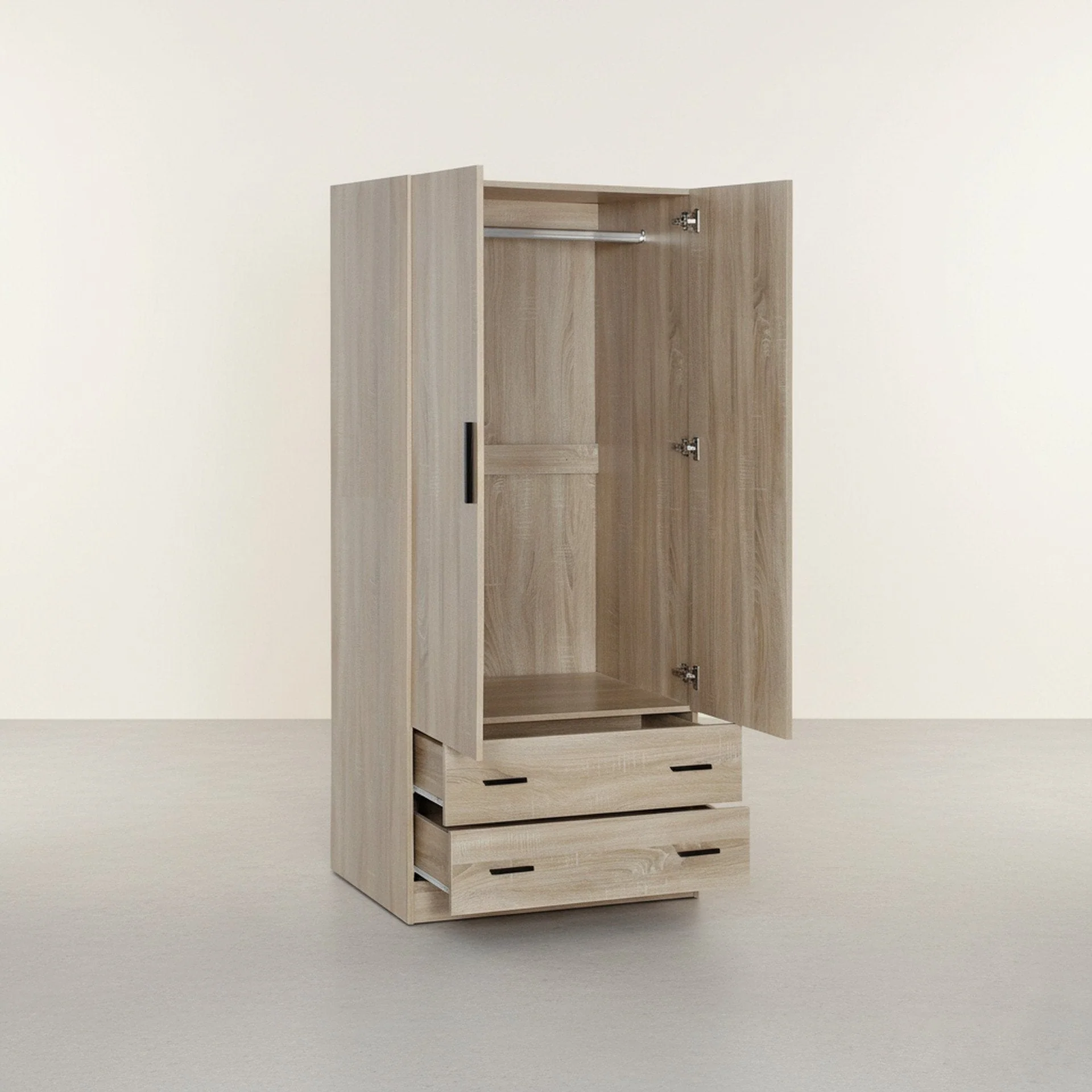 Bram 2 Door Wardrobe with 2 Drawers - Oak - Image 7
