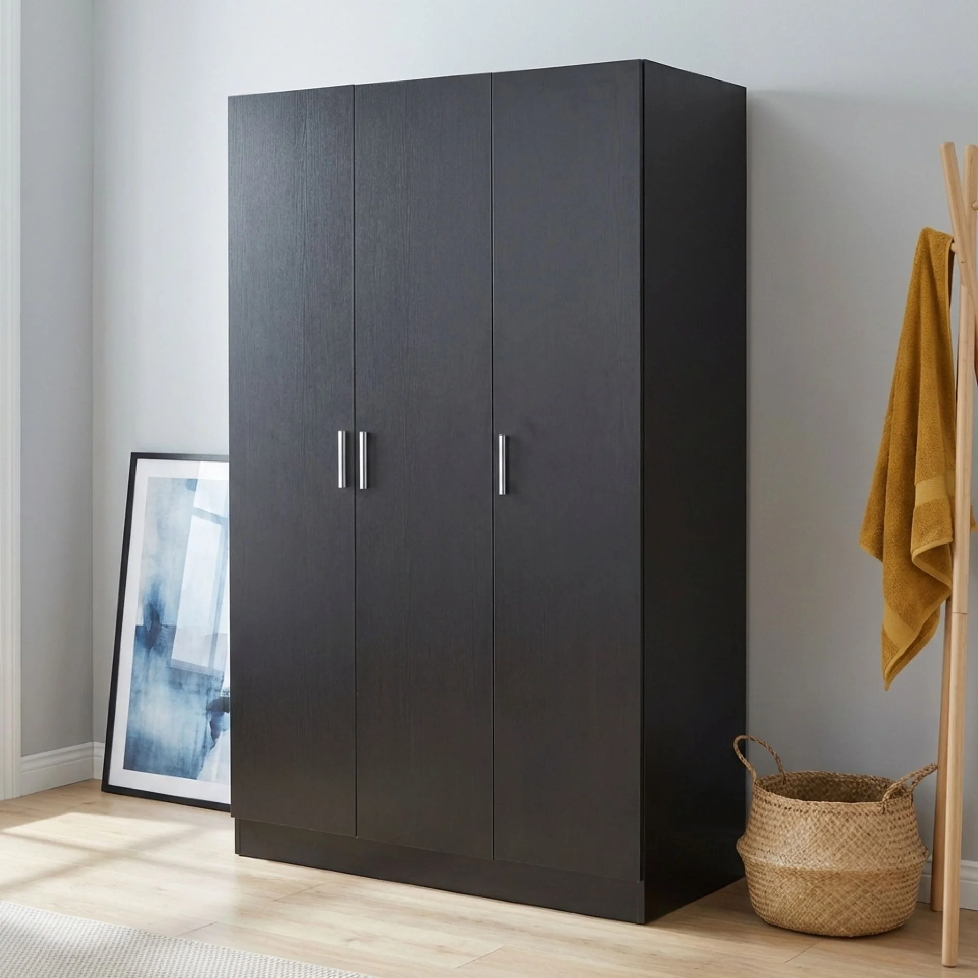 Bram 3 Door Wardrobe Cabinet - Black