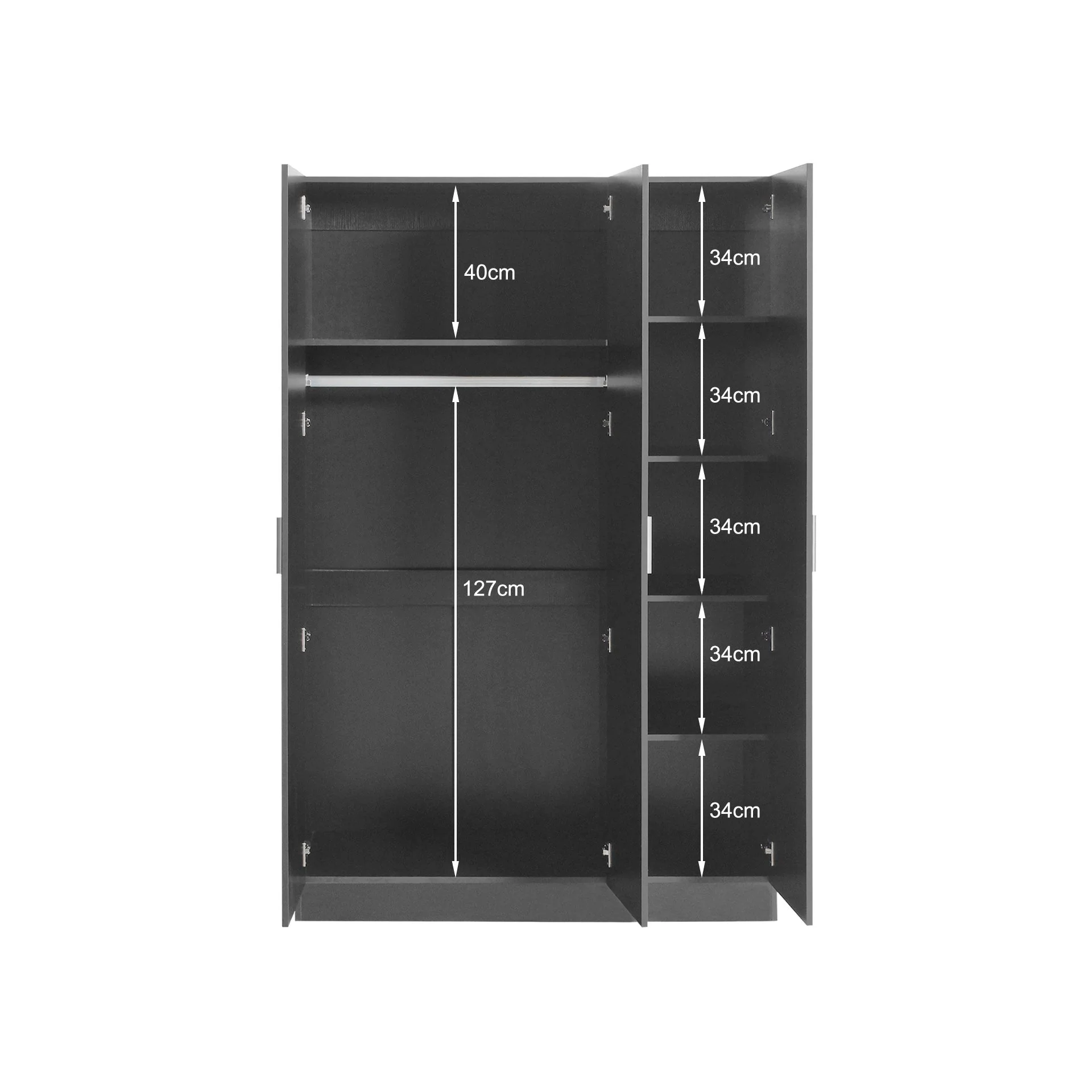 Bram 3 Door Wardrobe Cabinet - Black - Image 9