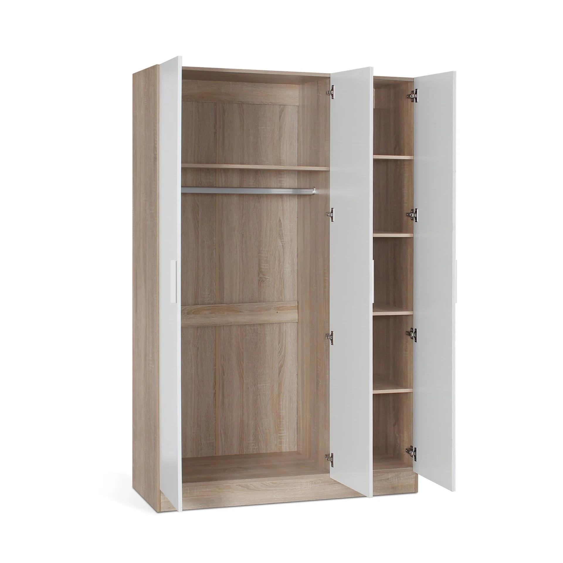 Bram 3 Door Wardrobe Cabinet - Oak + White - Image 9