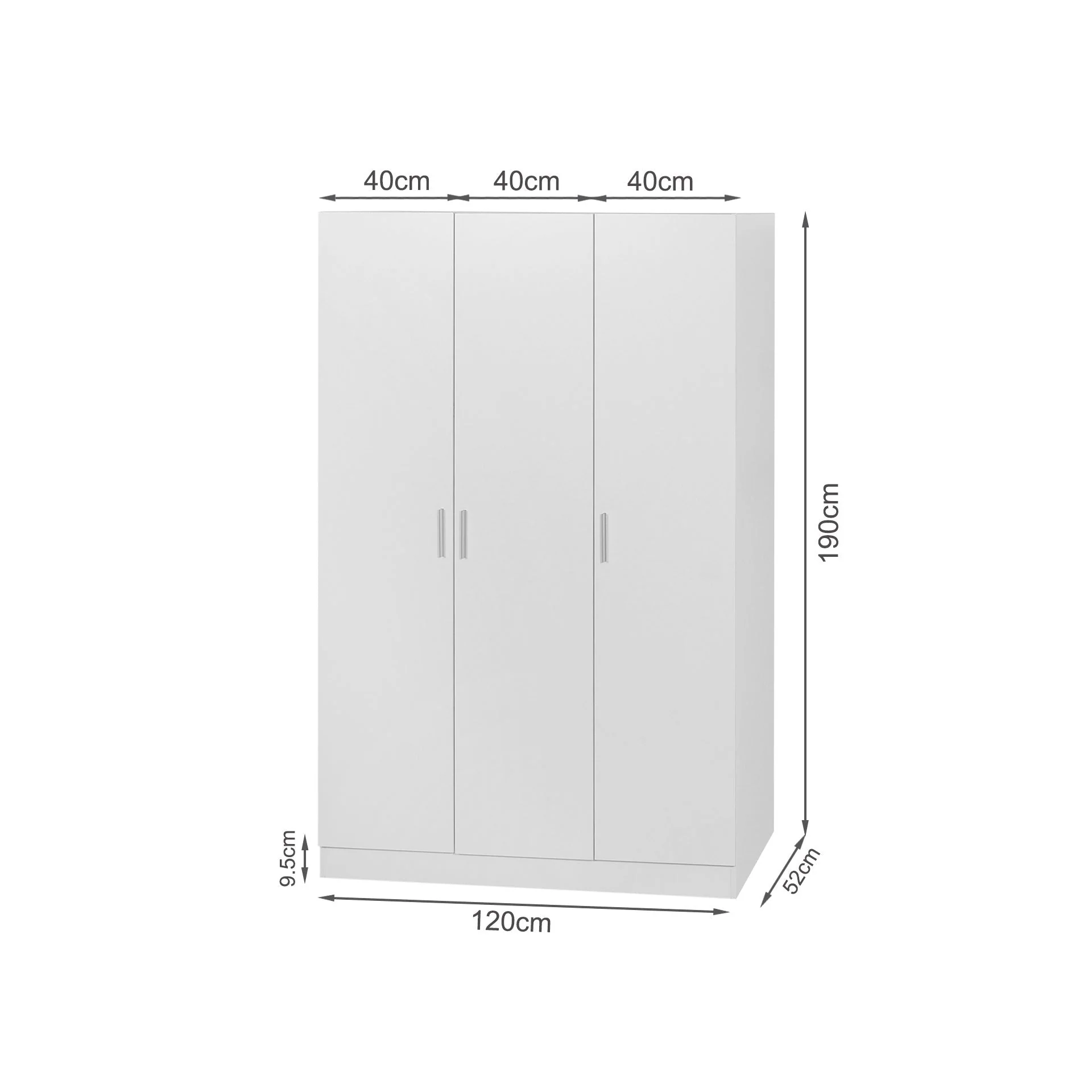 Bram 3 Door Wardrobe Cabinet - White - Image 11