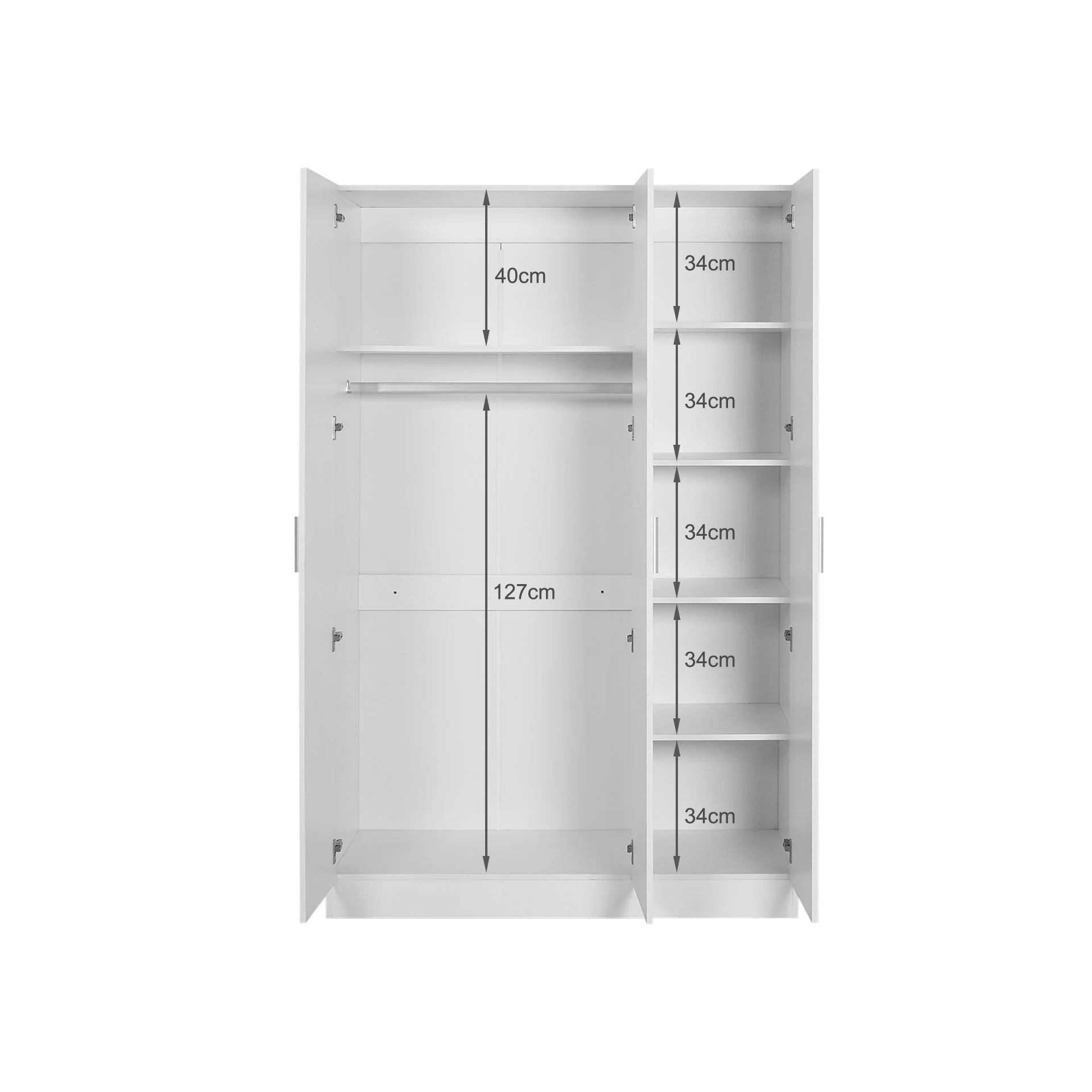 Bram 3 Door Wardrobe Cabinet - White - Image 12