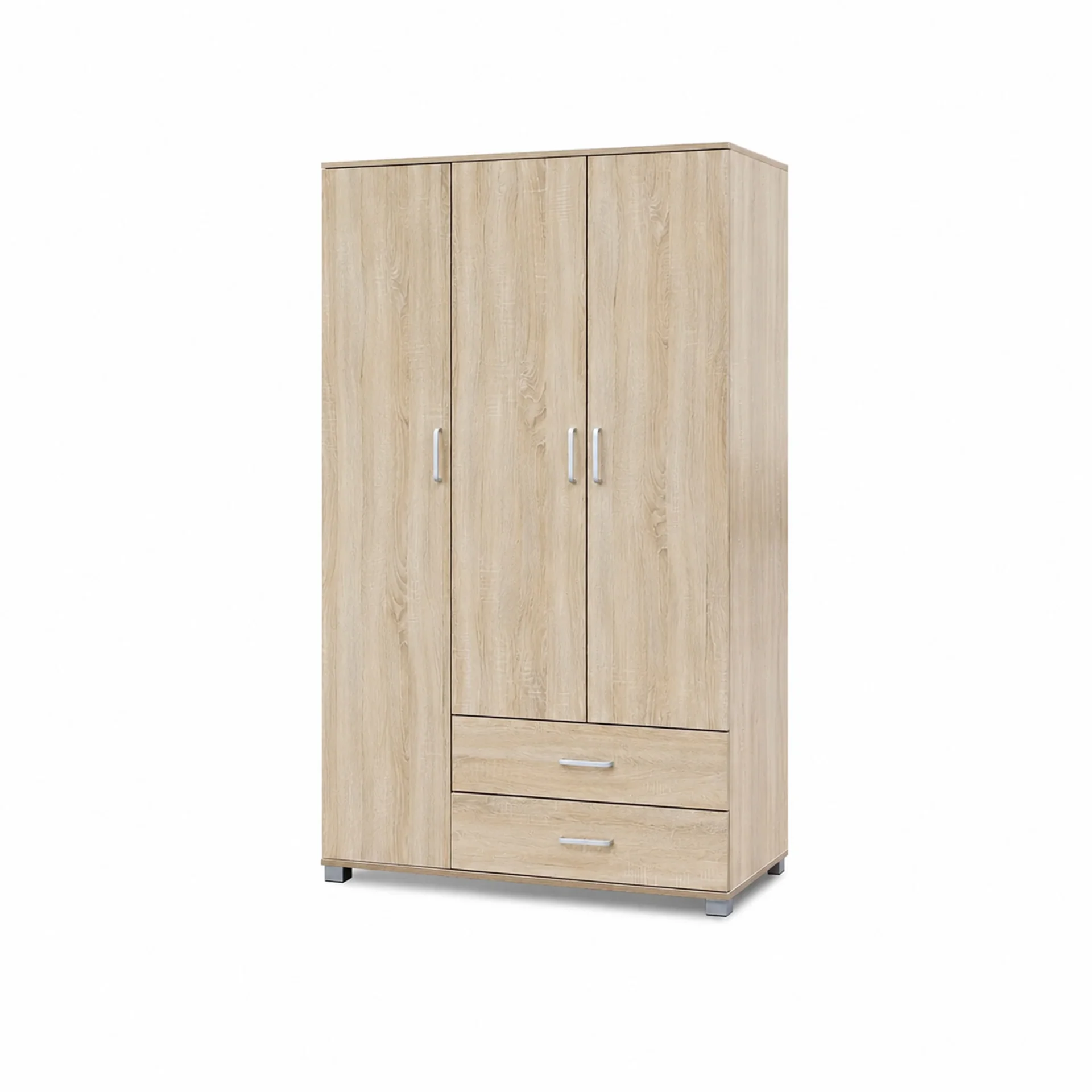 Bram 3 Door Wardrobe Cabinet with 2 Drawers - Oak - Image 6