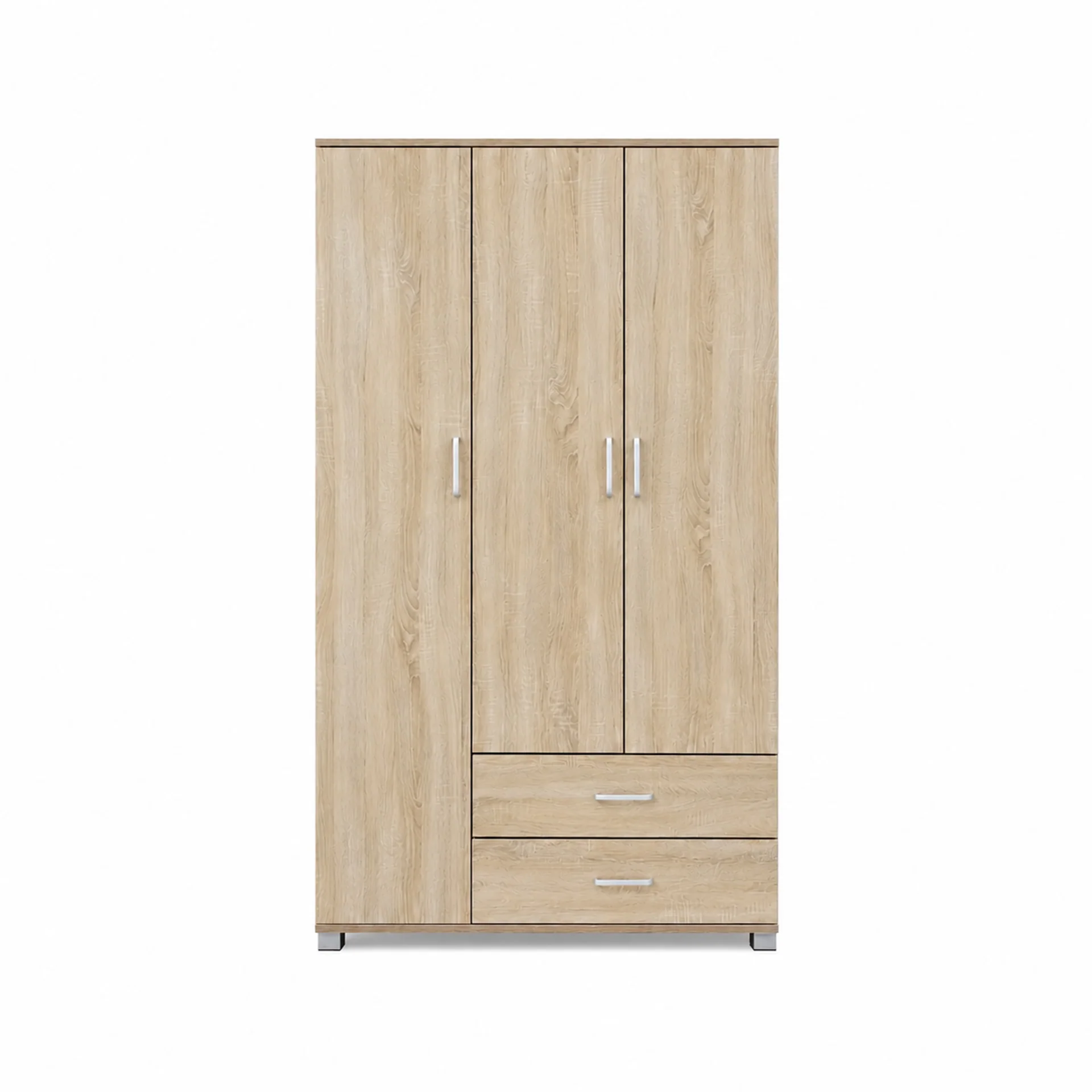 Bram 3 Door Wardrobe Cabinet with 2 Drawers - Oak - Image 7