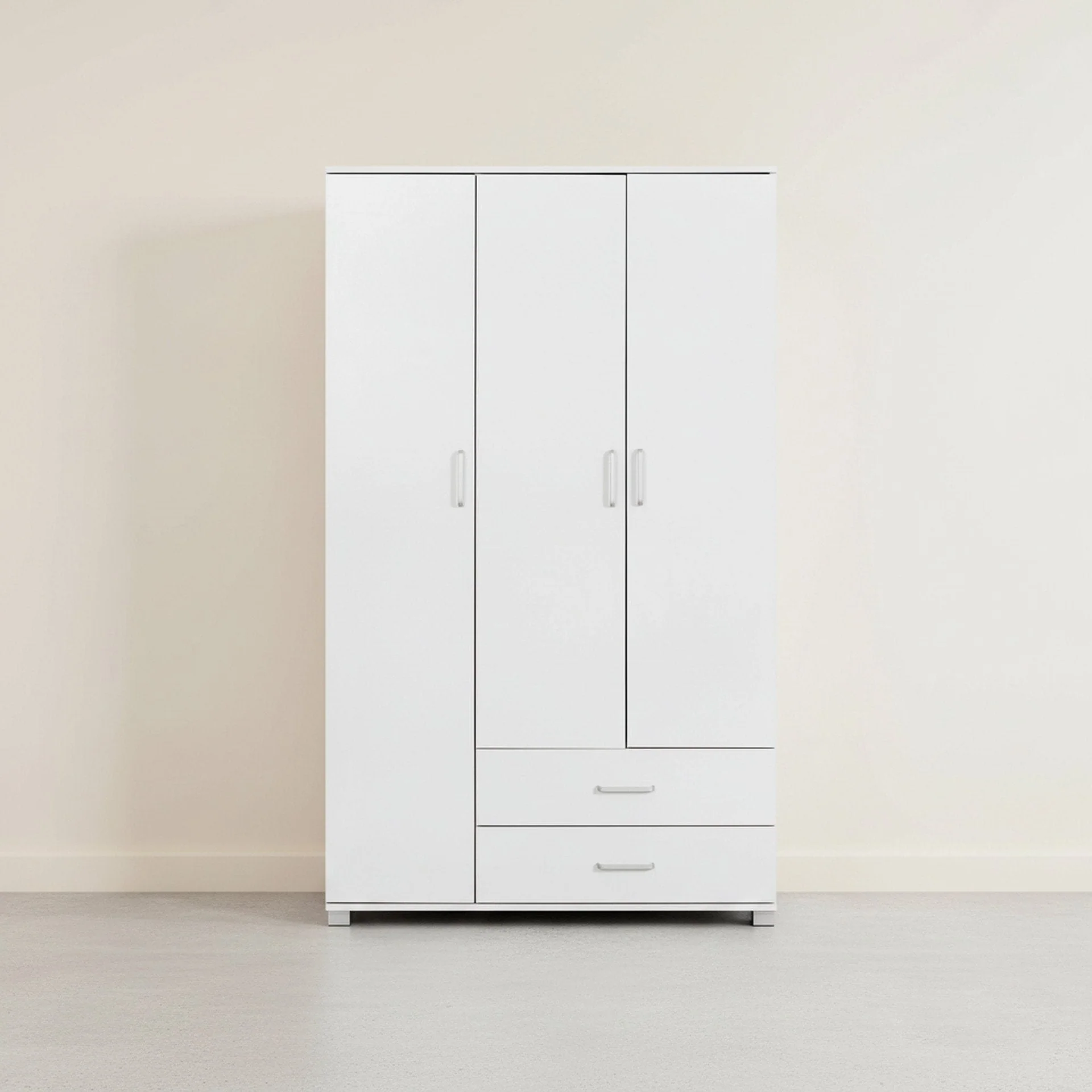 Bram 3 Door Wardrobe Cabinet with 2 Drawers - White - Image 8