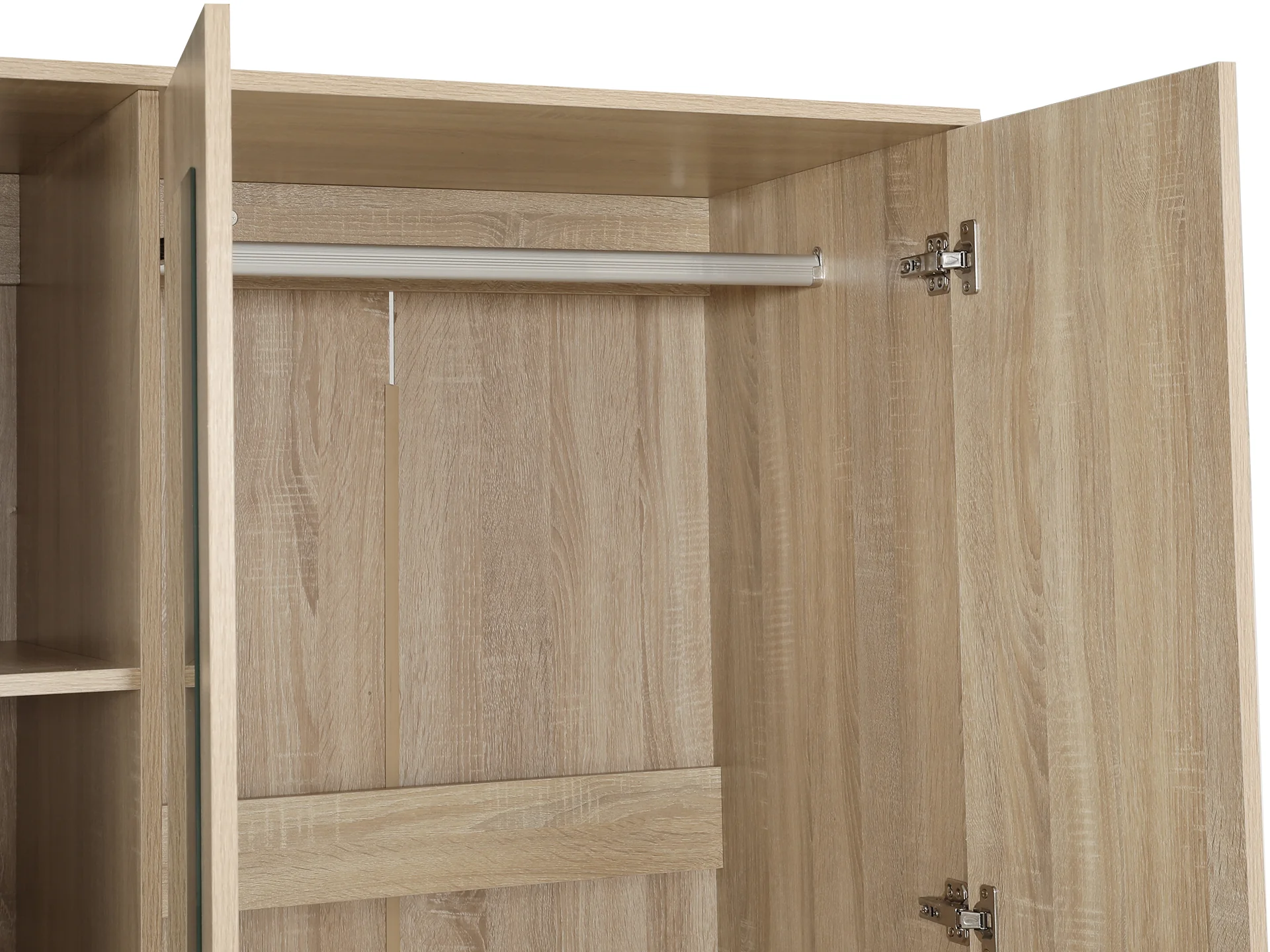 Bram 3 Door Wardrobe Cabinet with Mirror - Oak - Image 5