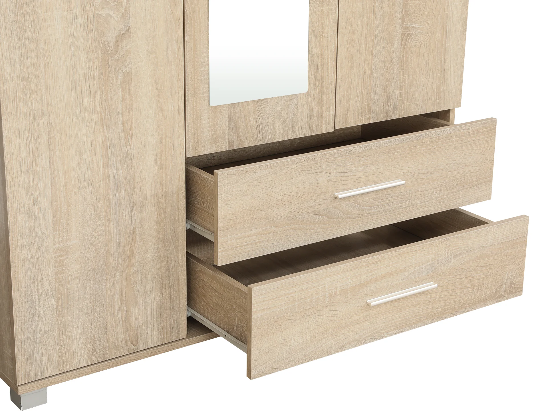 Bram 3 Door Wardrobe Cabinet with Mirror - Oak - Image 6