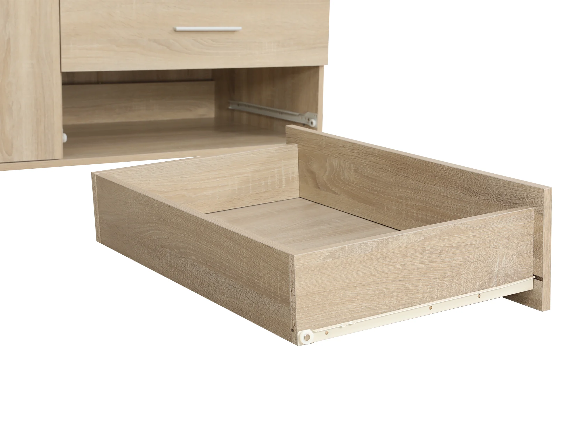 Bram 3 Door Wardrobe Cabinet with Mirror - Oak - Image 7