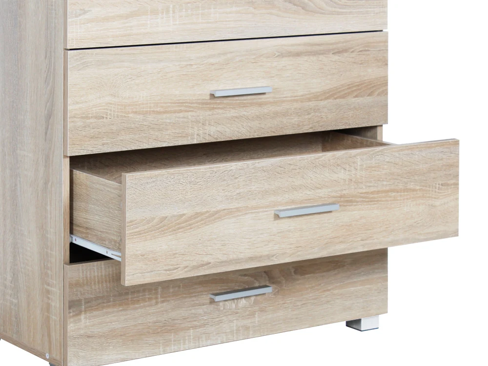BRAM Tallboy 5 Drawer Chest Dresser - Oak - Image 9
