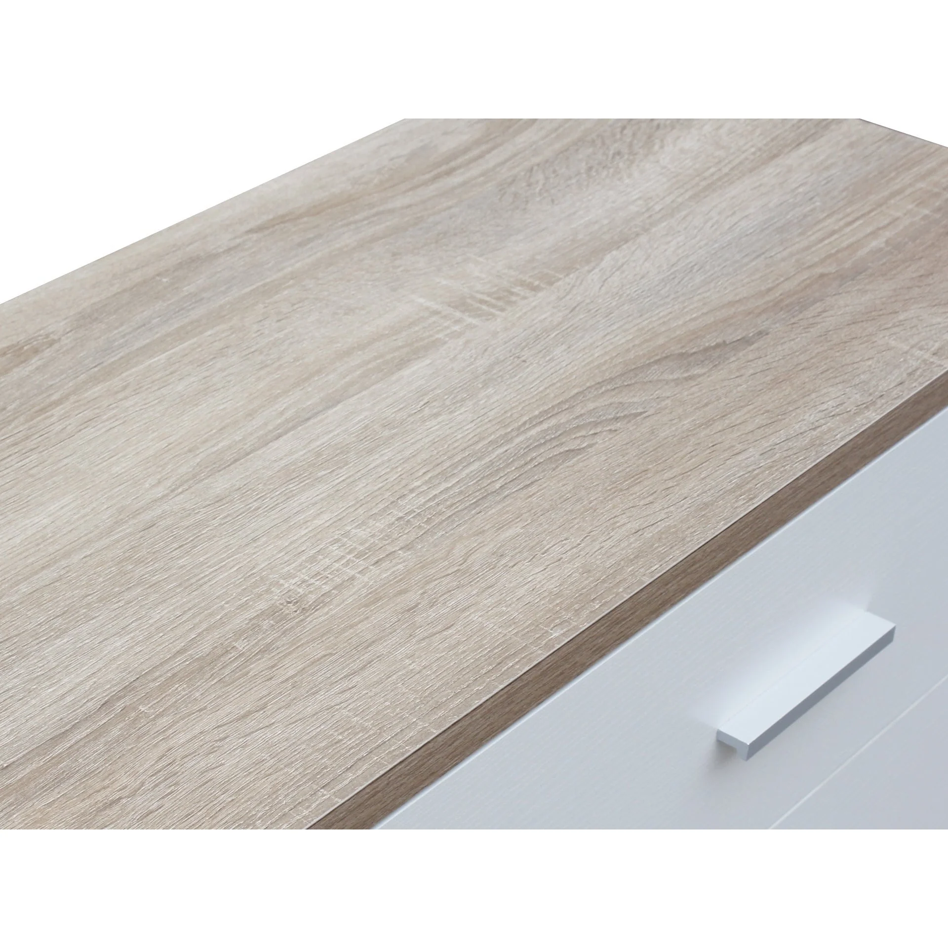 Bram Tallboy 5 Drawer Chest Dresser - Oak + White - Image 10